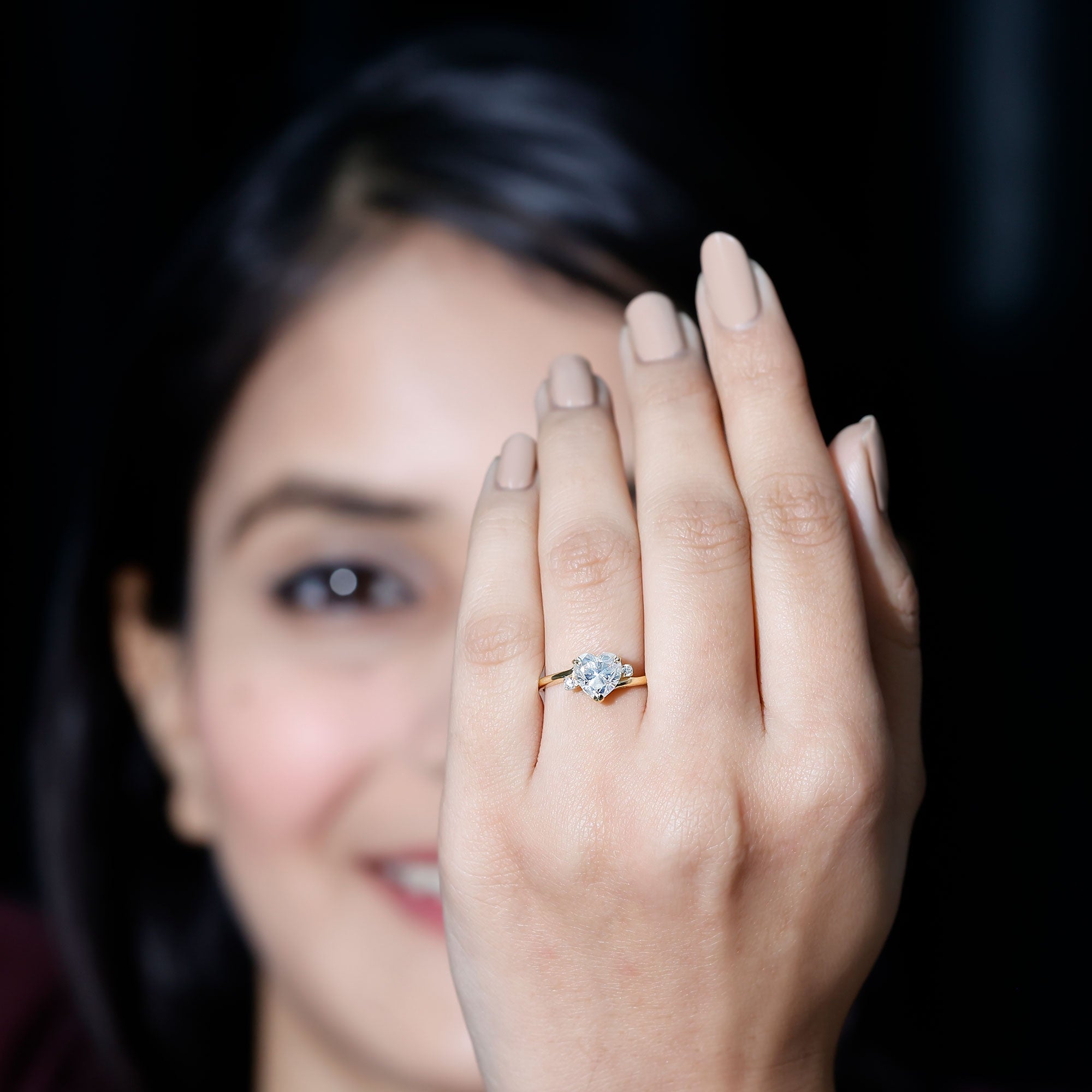 7 mm Heart Lab Grown Diamond Proposal Ring For Her Lab - ( EF-VS ) - Rosec Jewels