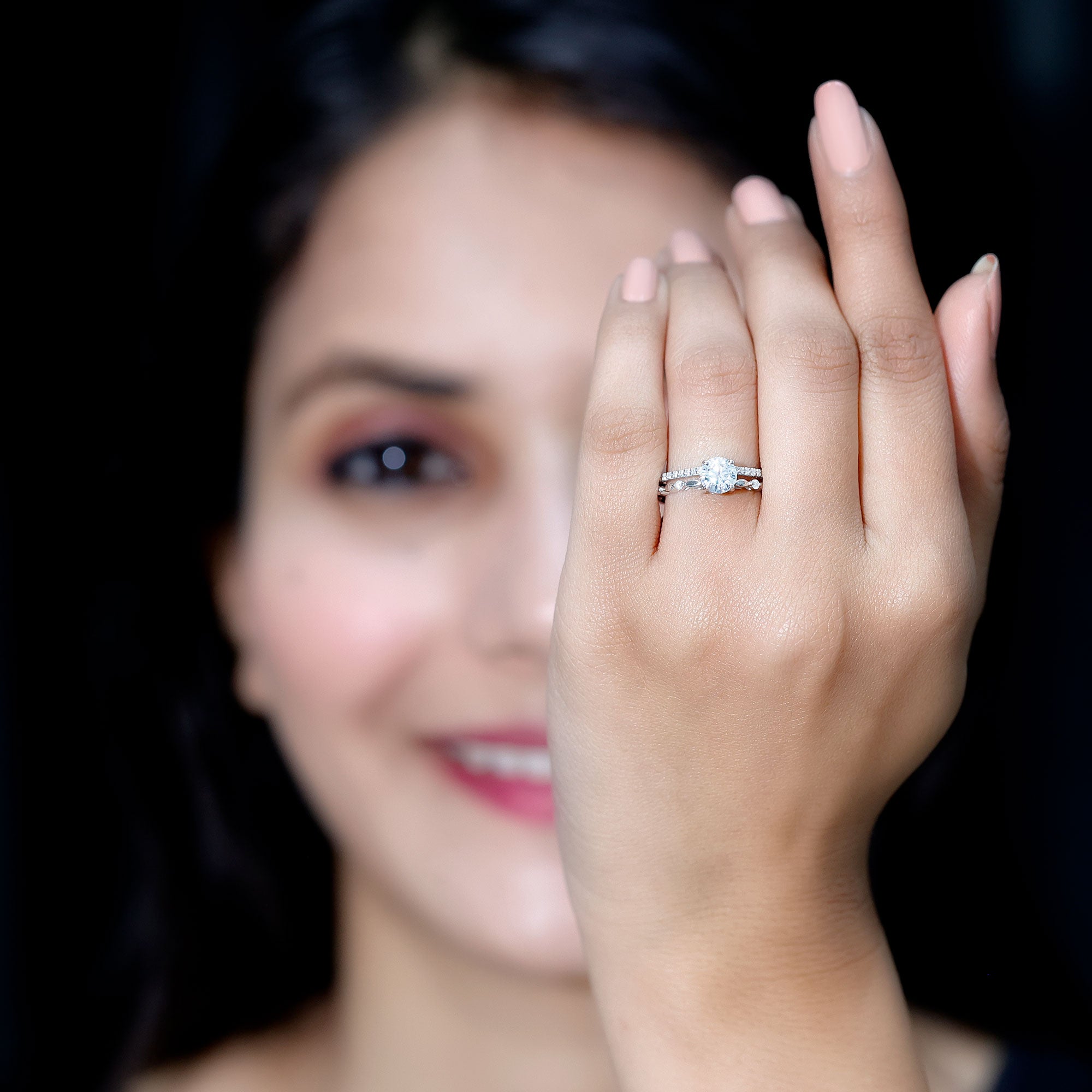 Brilliant Cut Lab Grown Diamond Designer Engagement Ring Lab - ( EF-VS ) - Rosec Jewels