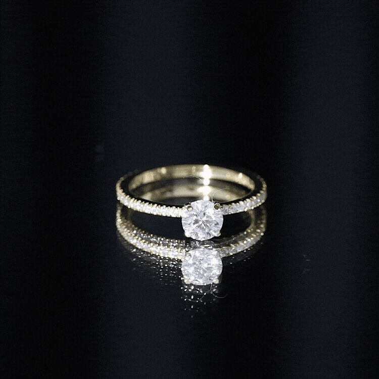 Round Brilliant Cut Lab Grown Diamond Promise Ring with Side Stones Lab - ( EF-VS ) - Rosec Jewels