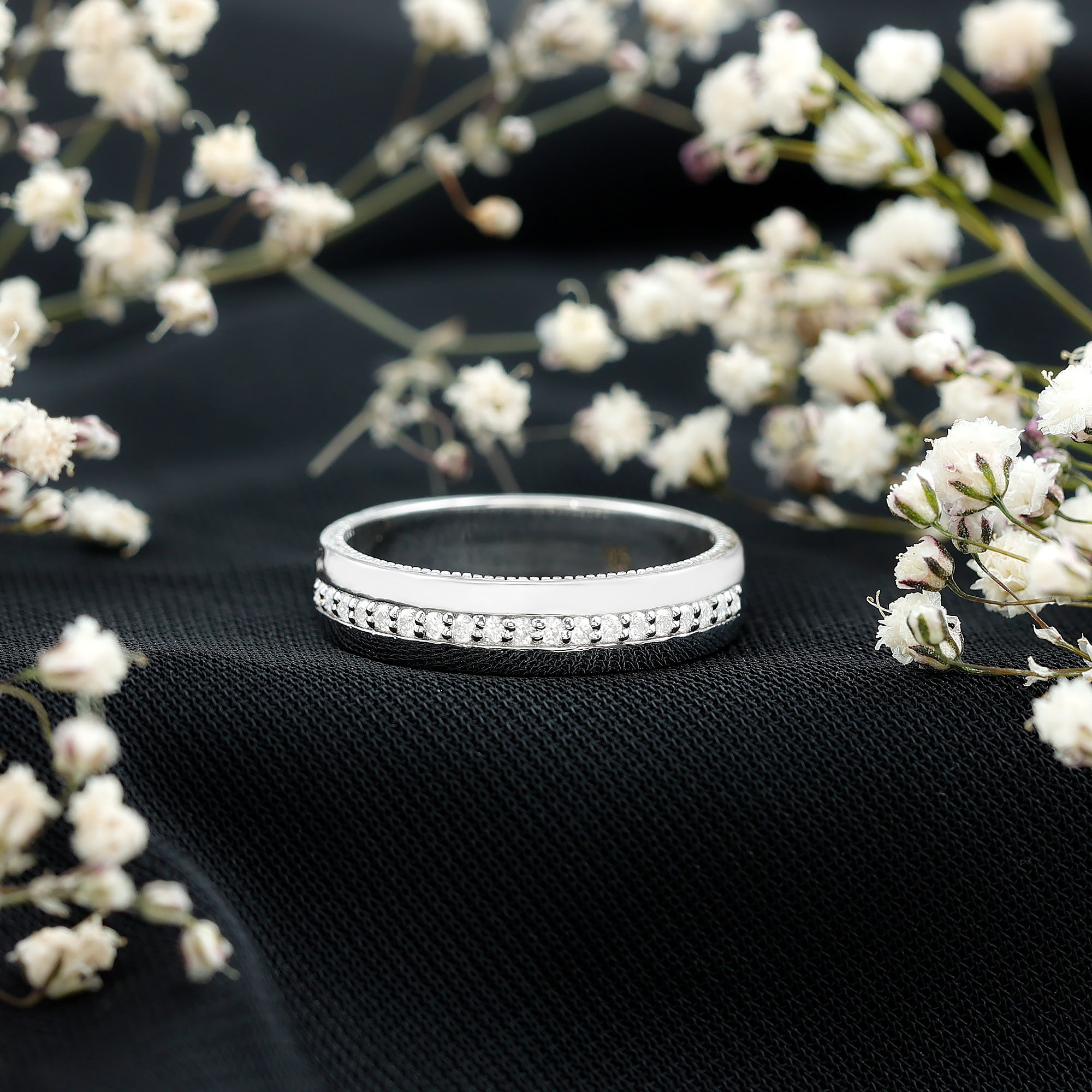 Certified Lab Grown Diamond Mens Wedding Band Lab - ( EF-VS ) - Rosec Jewels