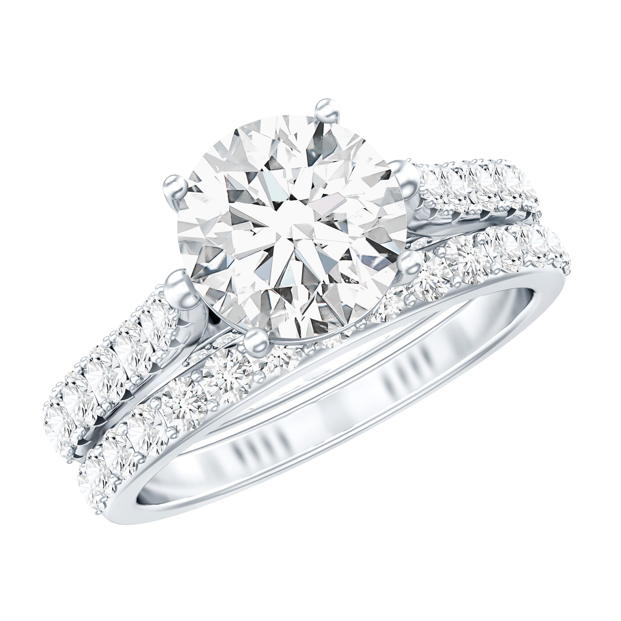 Certified 8 mm Round Lab Grown Diamond Wedding Engagement Ring Set