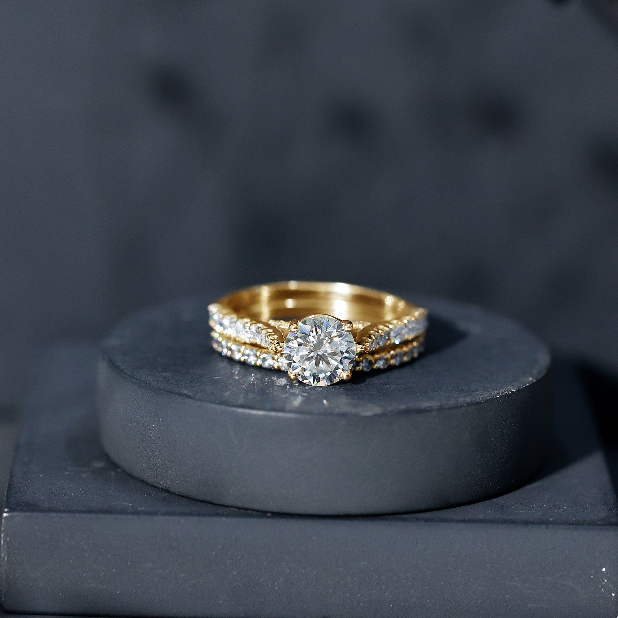 Certified 8 mm Round Lab Grown Diamond Wedding Engagement Ring Set Lab - ( EF-VS ) - Rosec Jewels