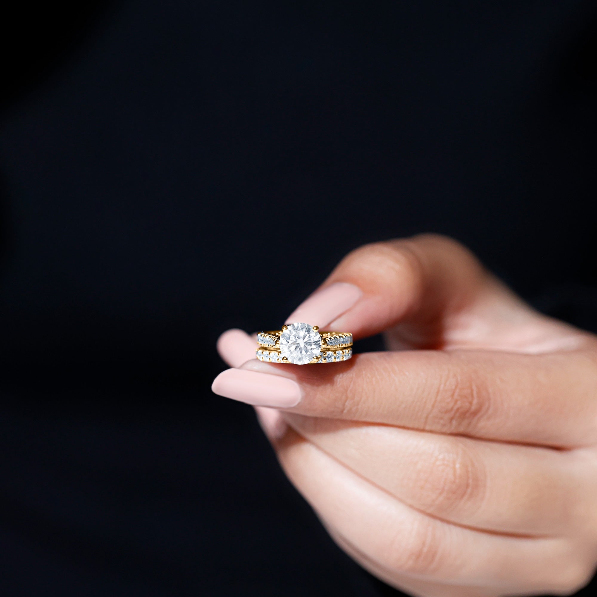 Rosec Jewels-Certified 8 mm Round Lab Grown Diamond Wedding Engagement Ring Set