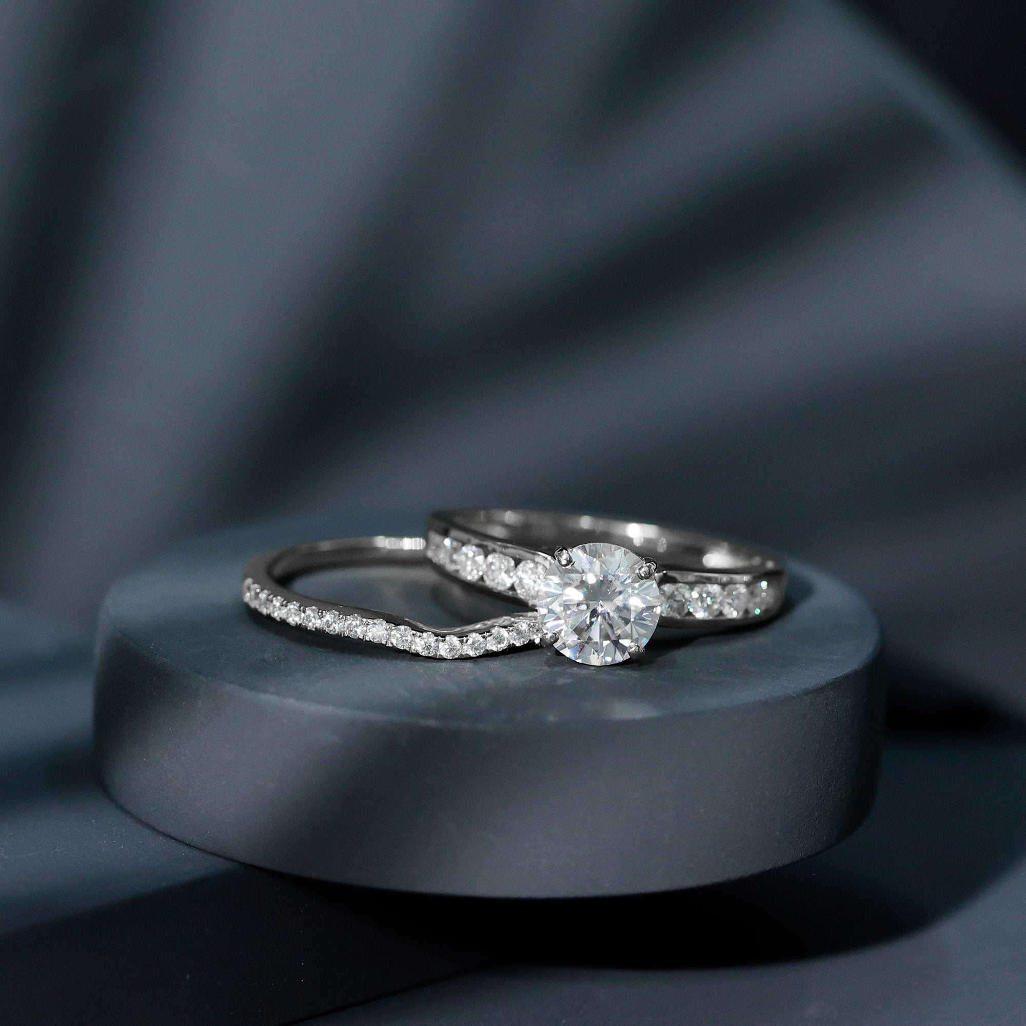 Certified Lab Diamond 8 MM Round Engagement Ring with Enhancer Lab - ( EF-VS ) - Rosec Jewels