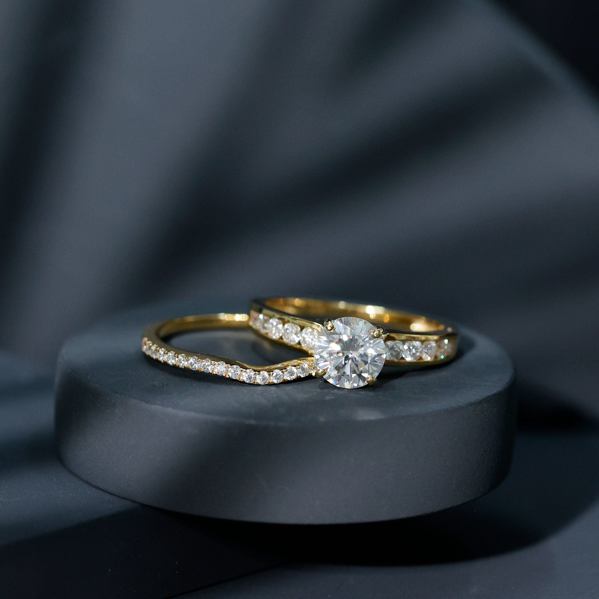 Certified Lab Diamond 8 MM Round Engagement Ring with Enhancer Lab - ( EF-VS ) - Rosec Jewels