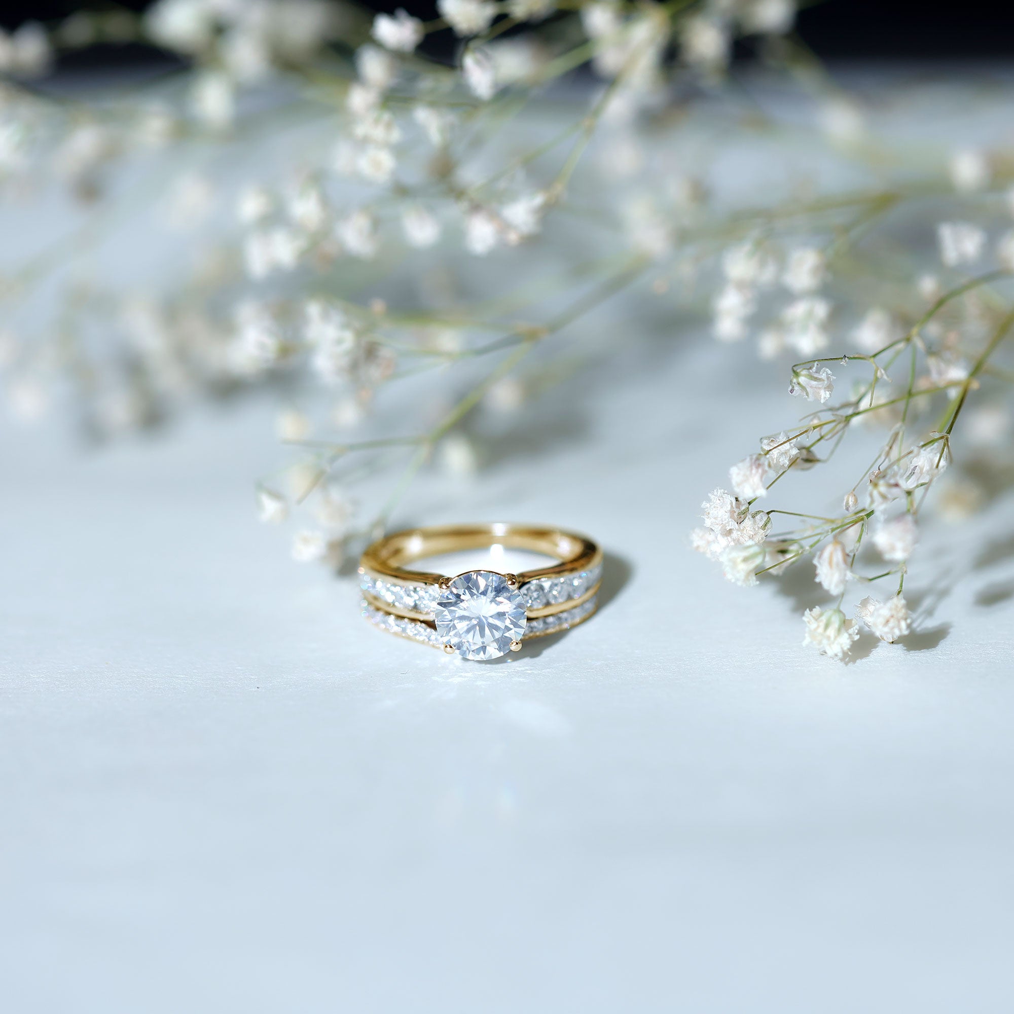 Certified Lab Diamond 8 MM Round Engagement Ring with Enhancer Lab - ( EF-VS ) - Rosec Jewels