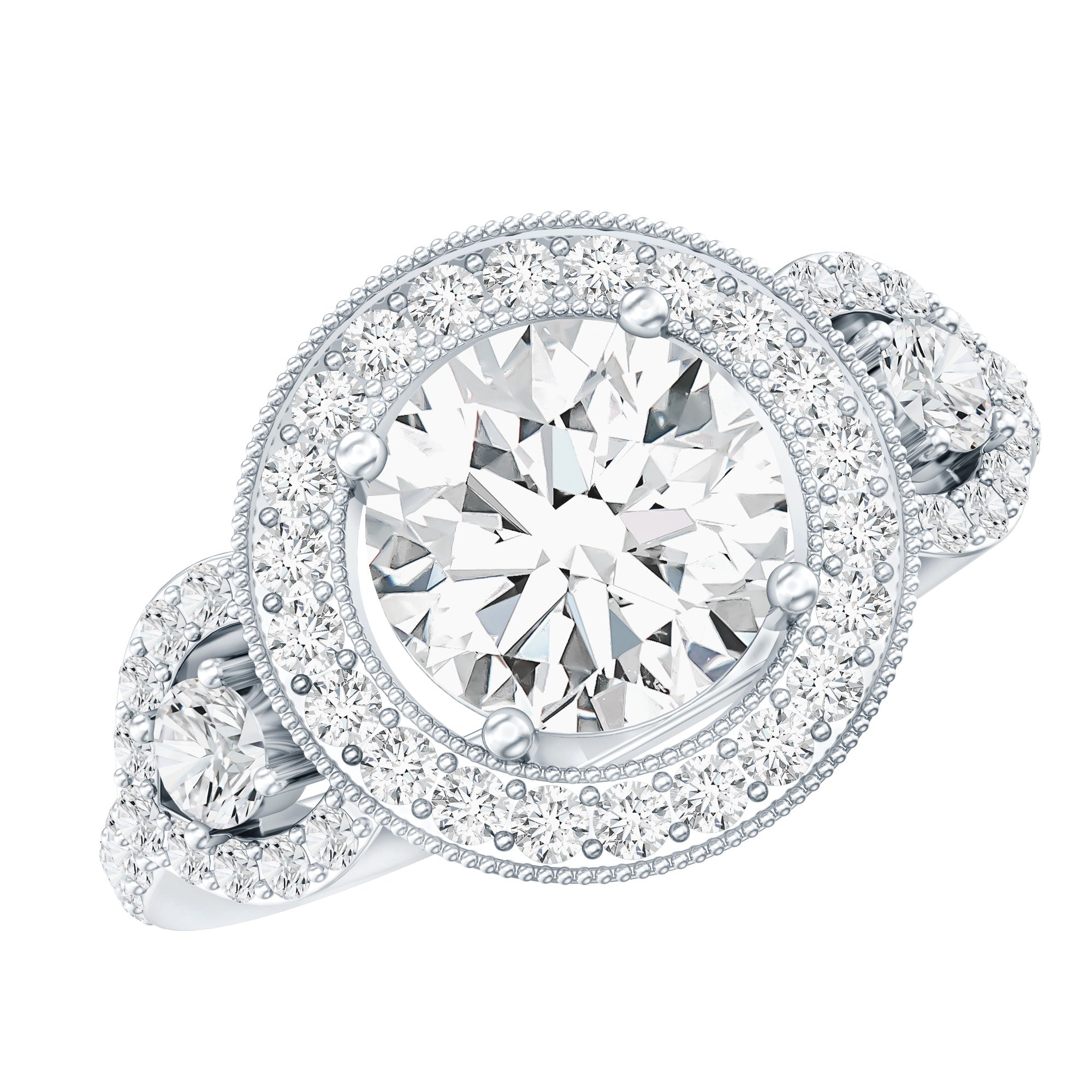 Round Cut Diamond Antique Looking Engagement Ring Lab - ( EF-VS ) - Rosec Jewels