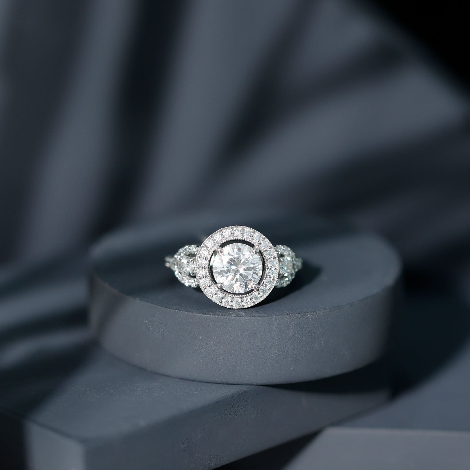 Round Cut Diamond Antique Looking Engagement Ring Lab - ( EF-VS ) - Rosec Jewels