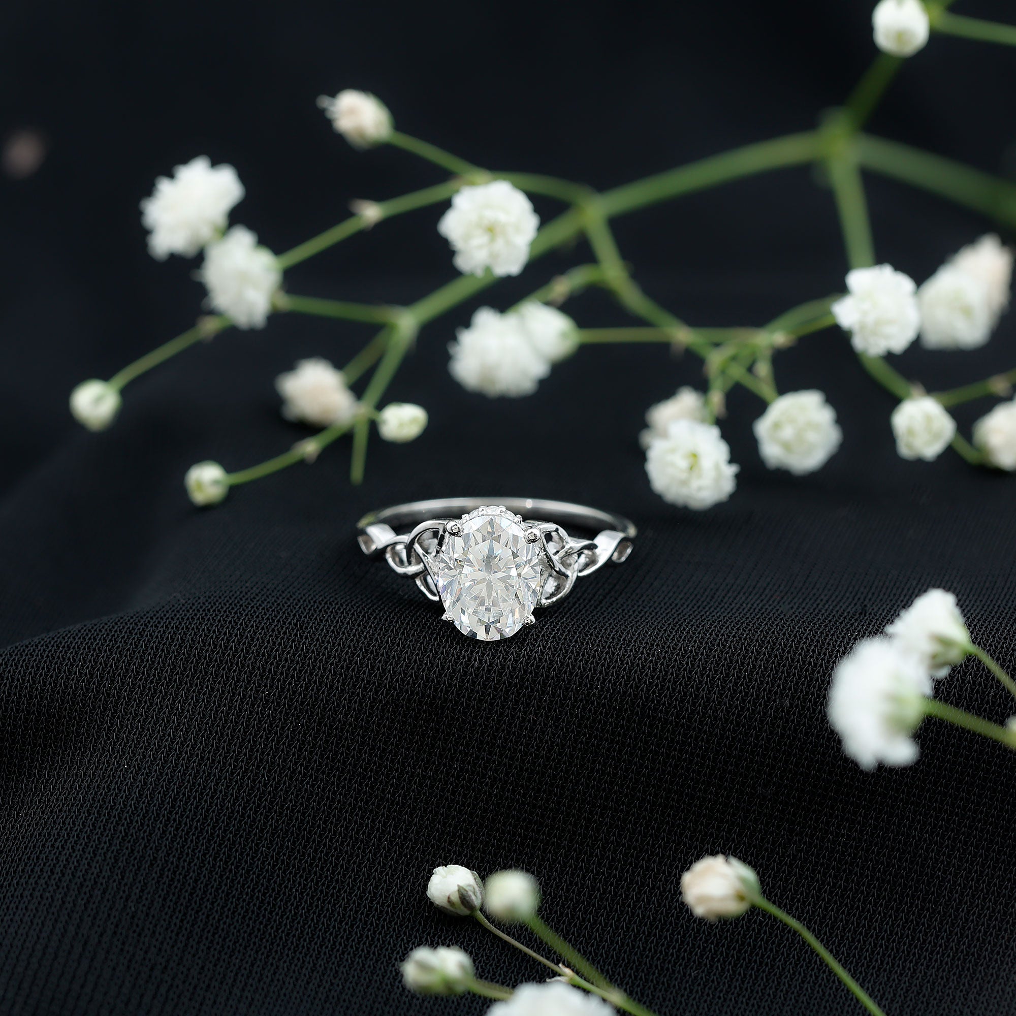 Rosec Jewels-Oval Lab Grown Diamond Hidden Halo Engagement Ring