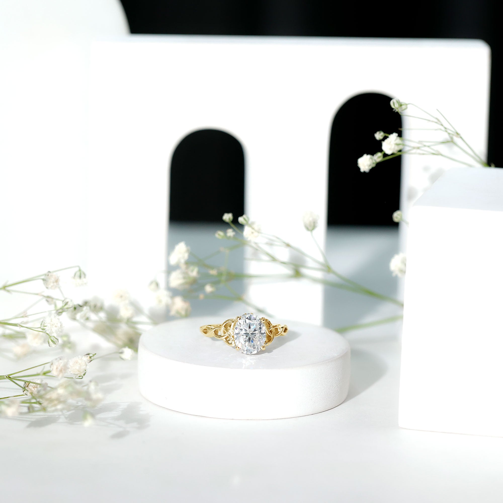 Rosec Jewels-Oval Lab Grown Diamond Hidden Halo Engagement Ring