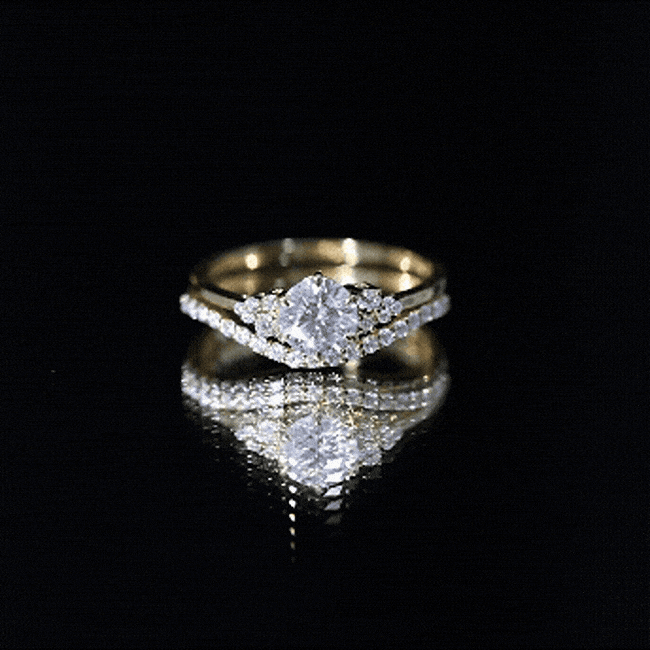 Certified Diamond Bridal Ring Set with Curved Band Lab - ( EF-VS ) - Rosec Jewels