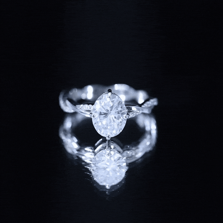 Lab Grown Diamond Oval Engagement Ring With Braided Style Band Lab - ( EF-VS ) - Rosec Jewels