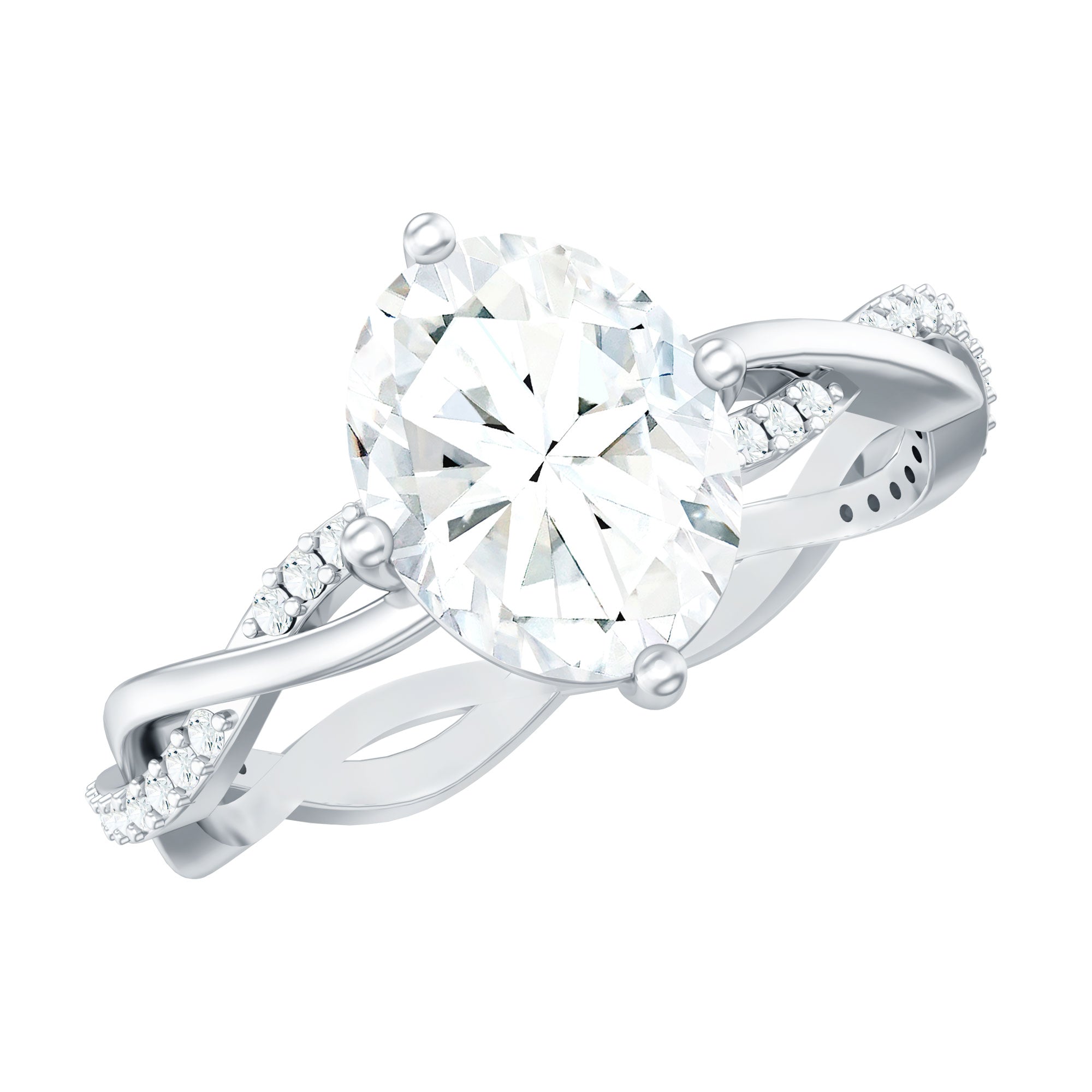 Lab Grown Diamond Oval Engagement Ring With Braided Style Band