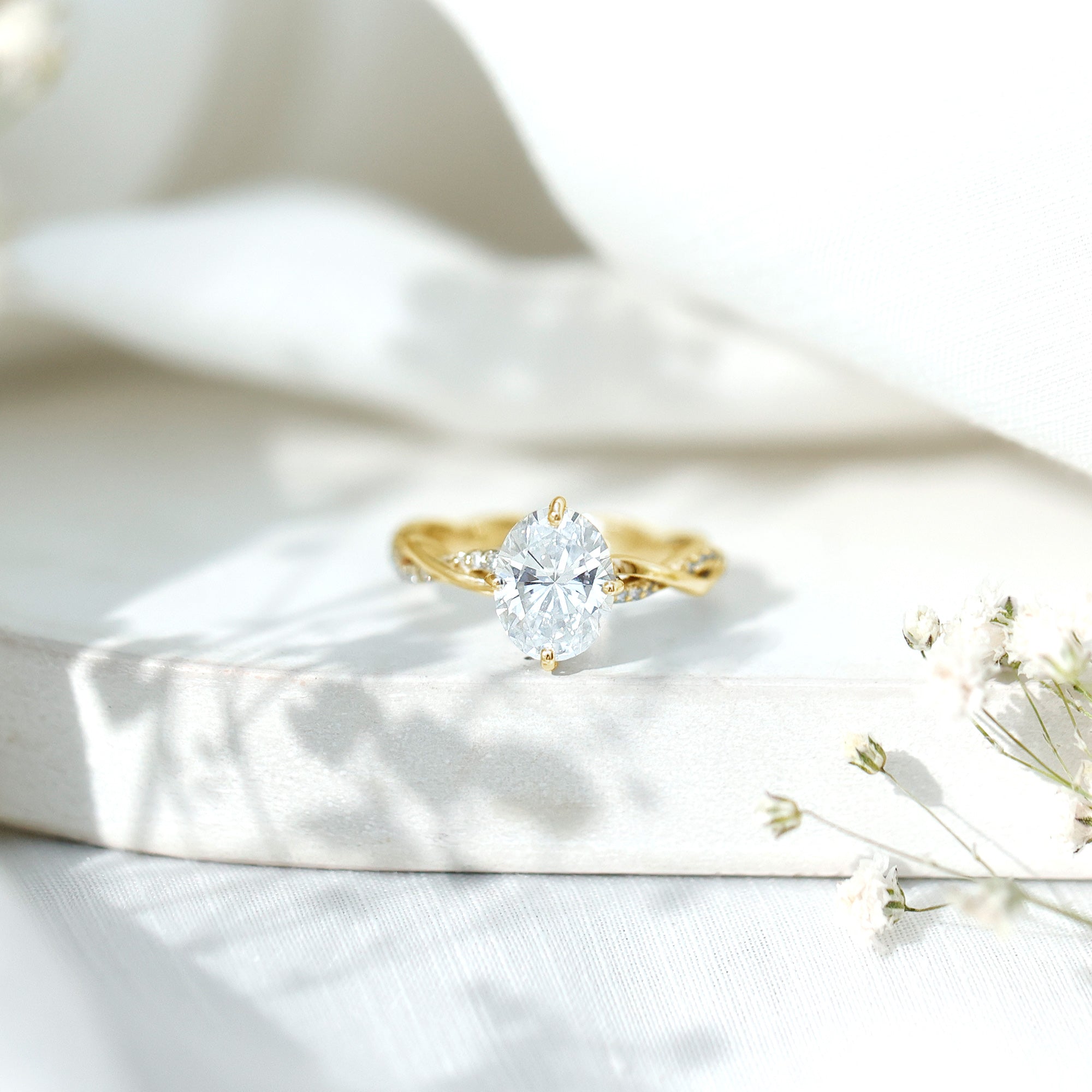 Lab Grown Diamond Oval Engagement Ring With Braided Style Band Lab - ( EF-VS ) - Rosec Jewels