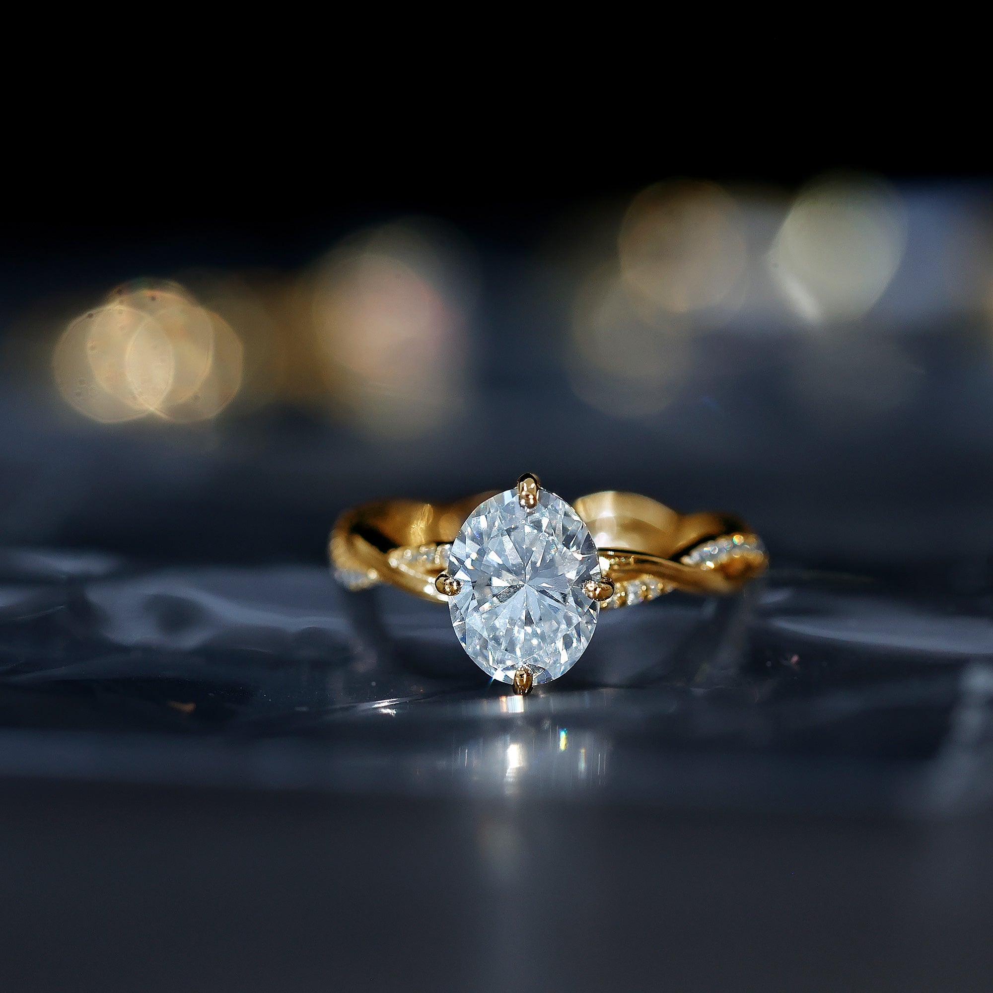 Lab Grown Diamond Oval Engagement Ring With Braided Style Band Lab - ( EF-VS ) - Rosec Jewels