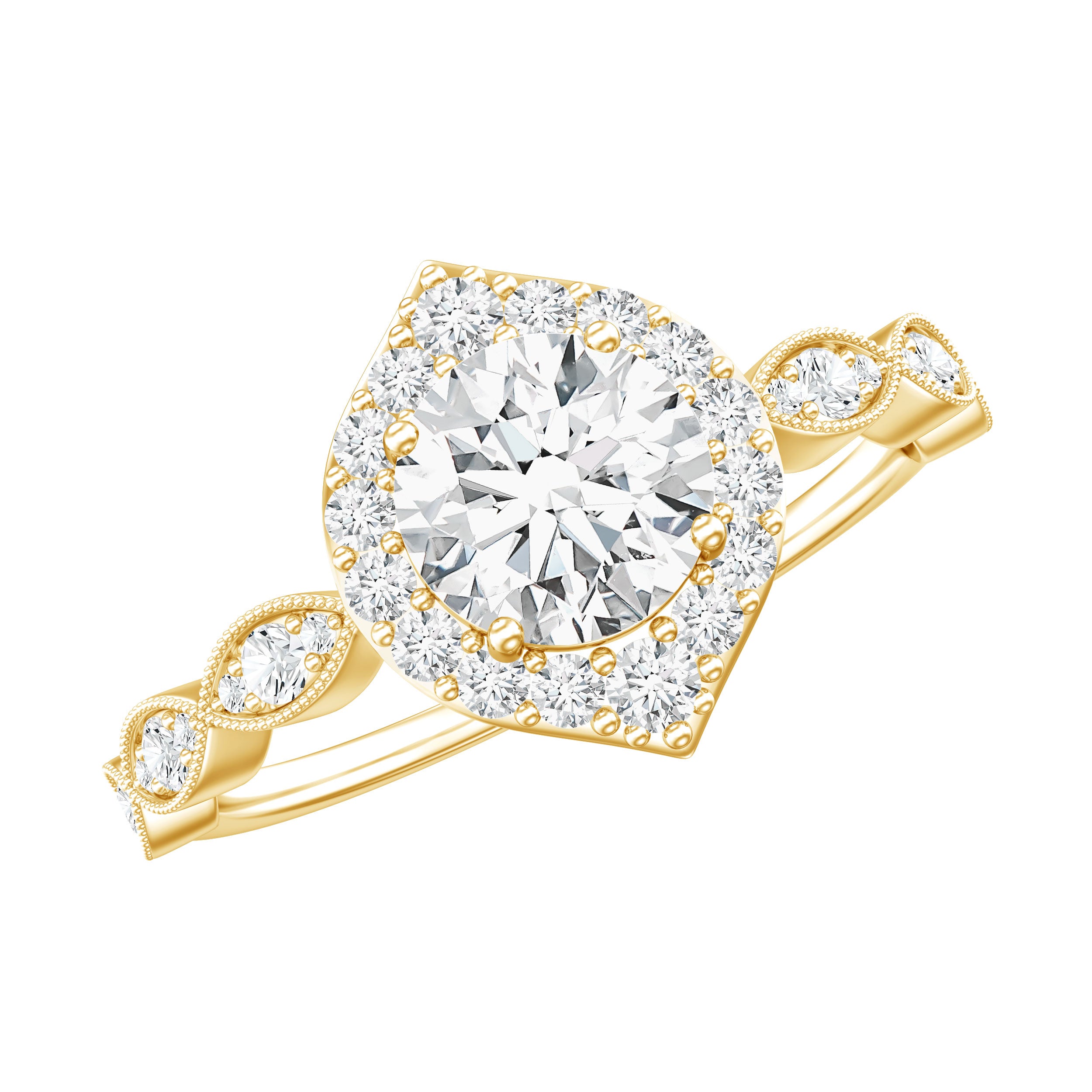 Brilliant Cut Lab Grown Diamond Vintage Solitaire Ring Lab - ( EF-VS ) - Rosec Jewels