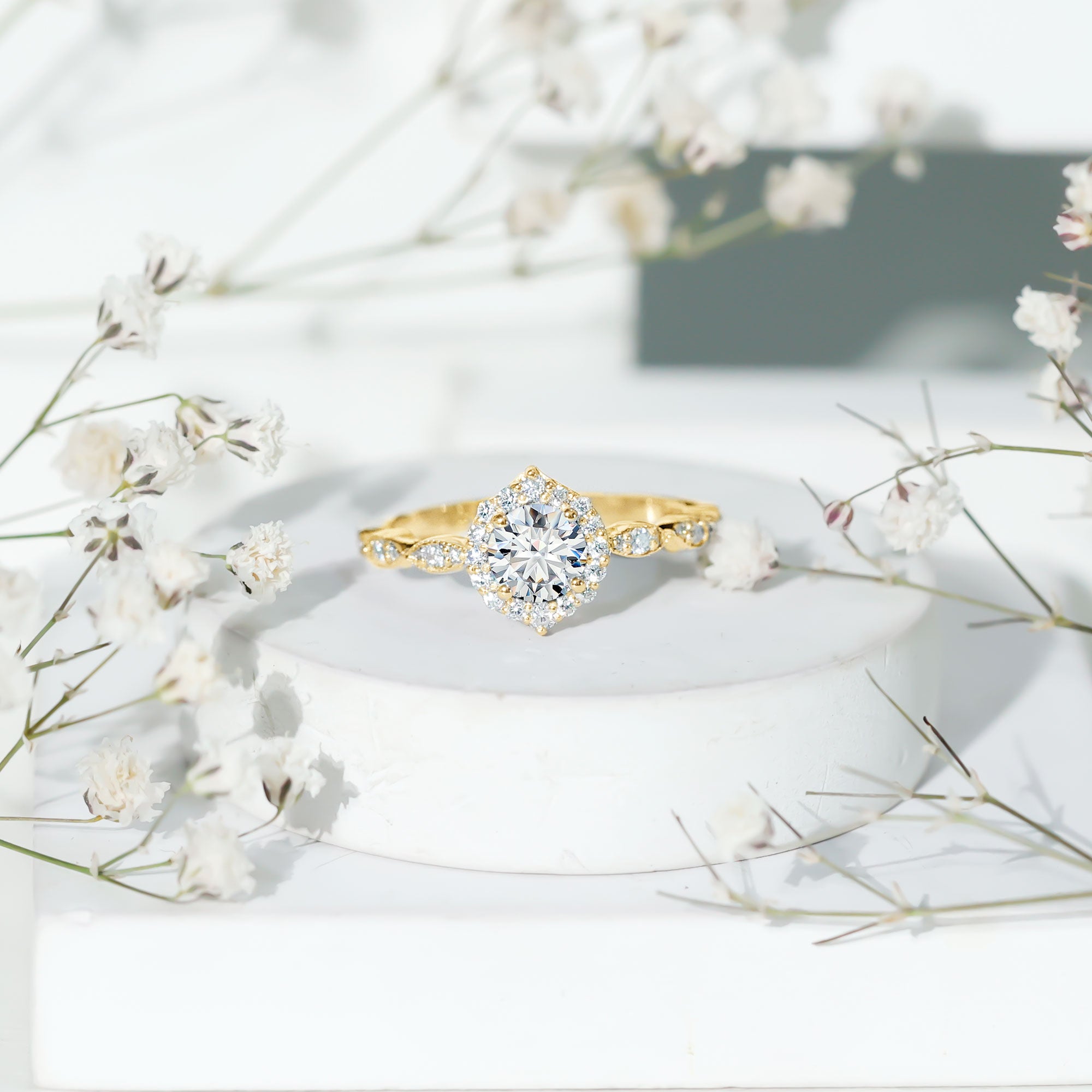 Brilliant Cut Lab Grown Diamond Vintage Solitaire Ring Lab - ( EF-VS ) - Rosec Jewels