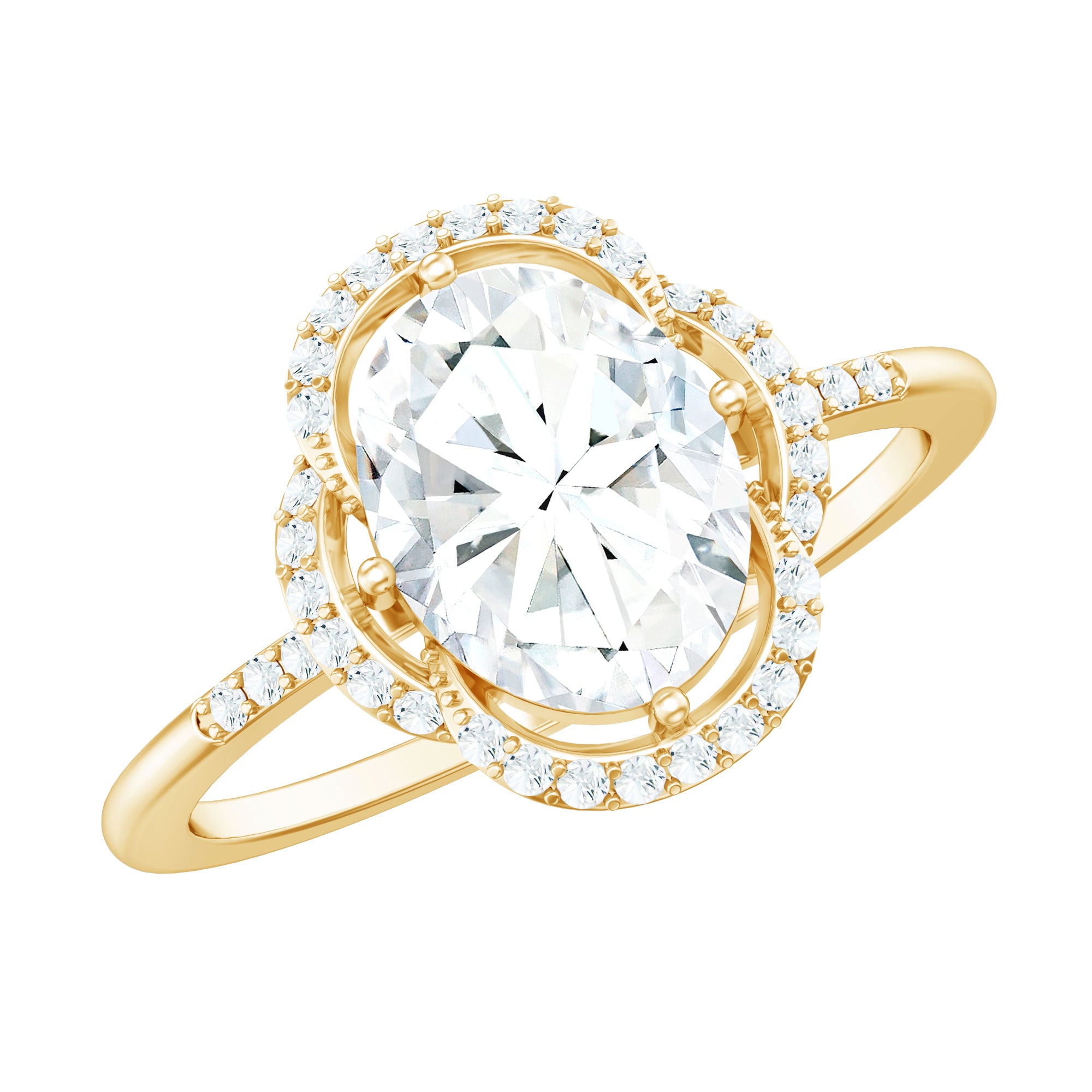 Rosec Jewels-Brilliant Cut Oval Lab Grown Diamond Halo Engagement Ring