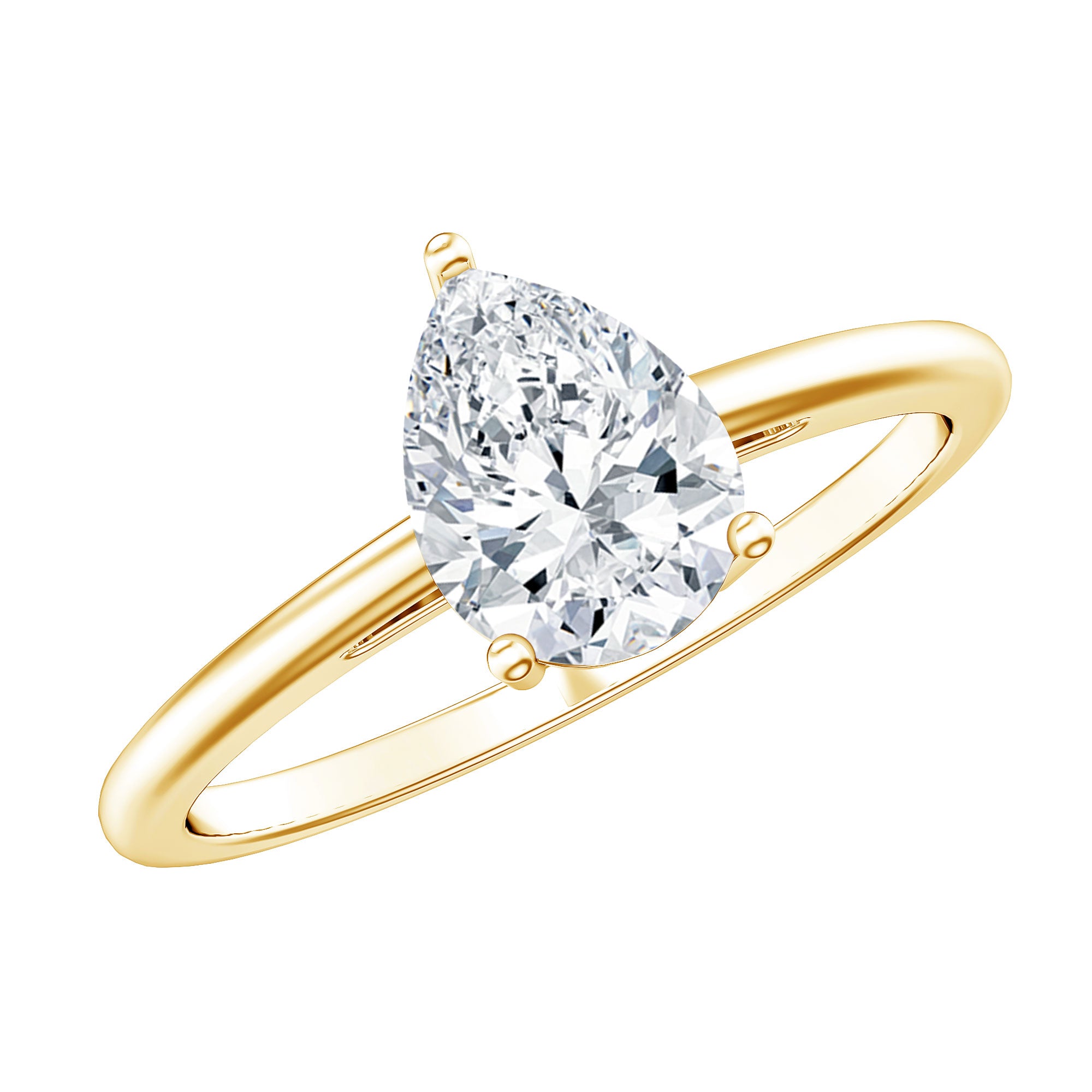 Single Stone Lab Grown Diamond Pear Engagement Ring Lab - ( EF-VS ) - Rosec Jewels