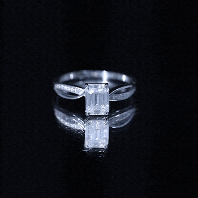 Certified Emerald Cut Diamond Infinity Engagement Ring Lab - ( EF-VS ) - Rosec Jewels