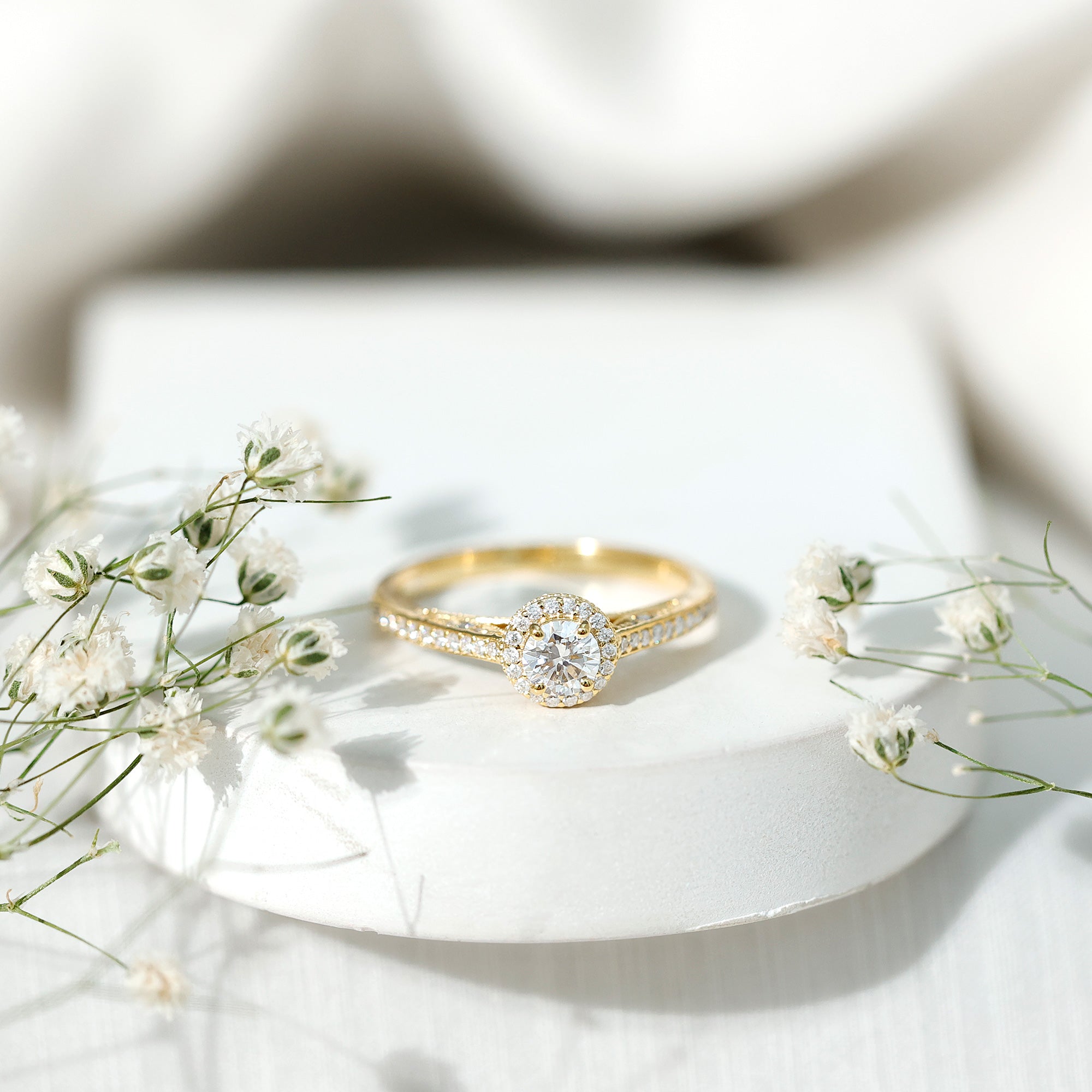Diamond Vintage Looking Engagement Ring Lab - ( EF-VS ) - Rosec Jewels