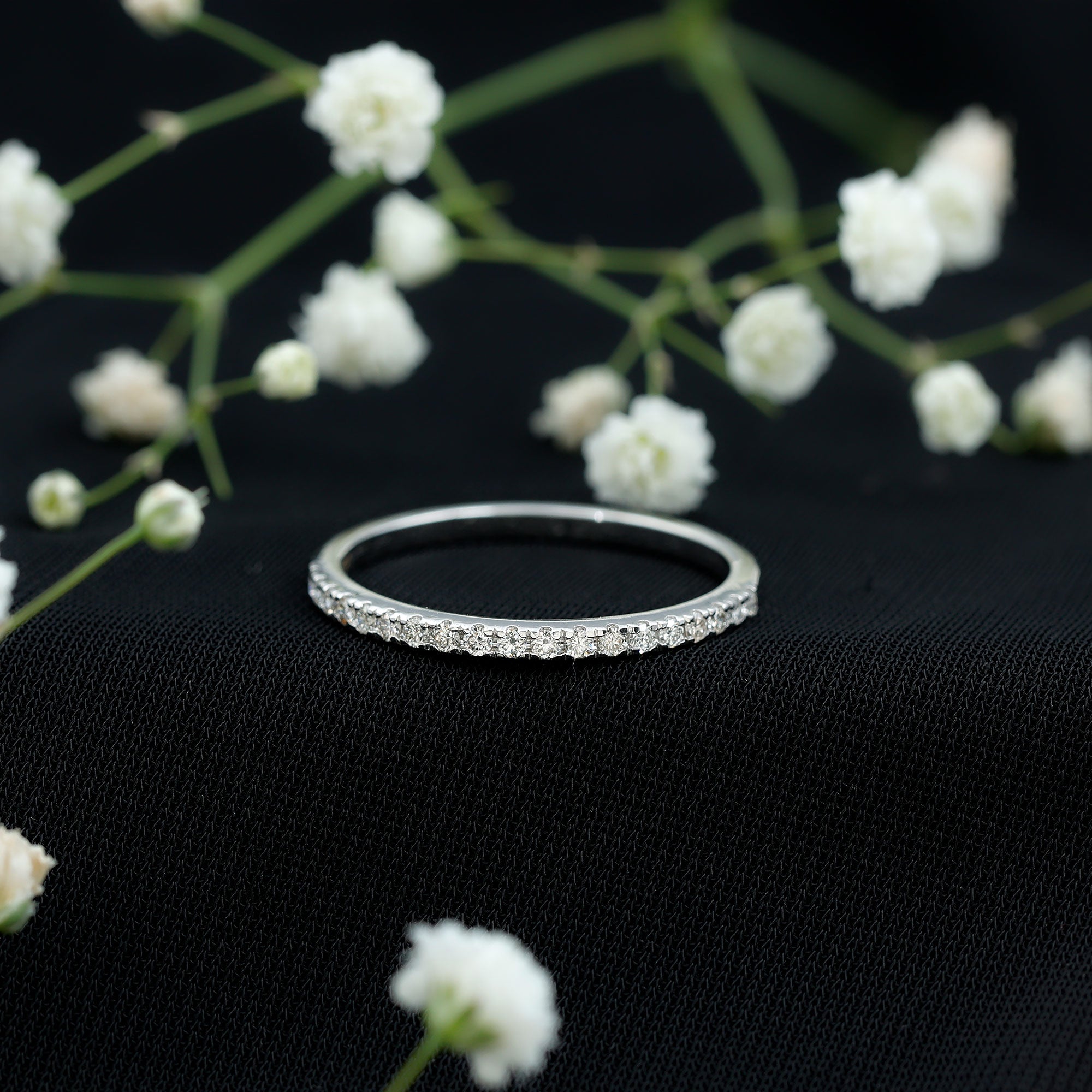 Lab Created Diamond Simple Eternity Ring in Pave Setting Lab - ( EF-VS ) - Rosec Jewels