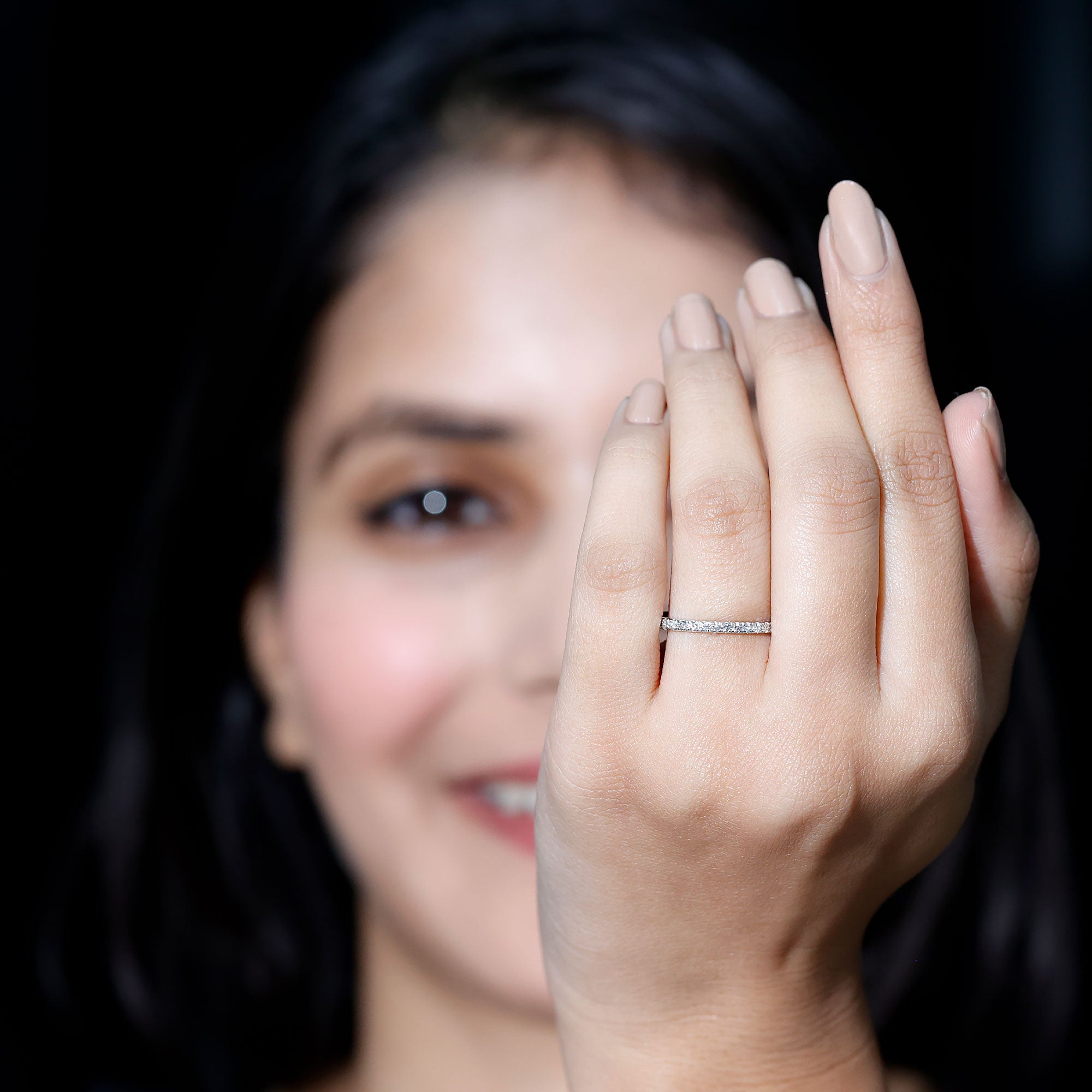 Lab Created Diamond Simple Eternity Ring in Pave Setting Lab - ( EF-VS ) - Rosec Jewels