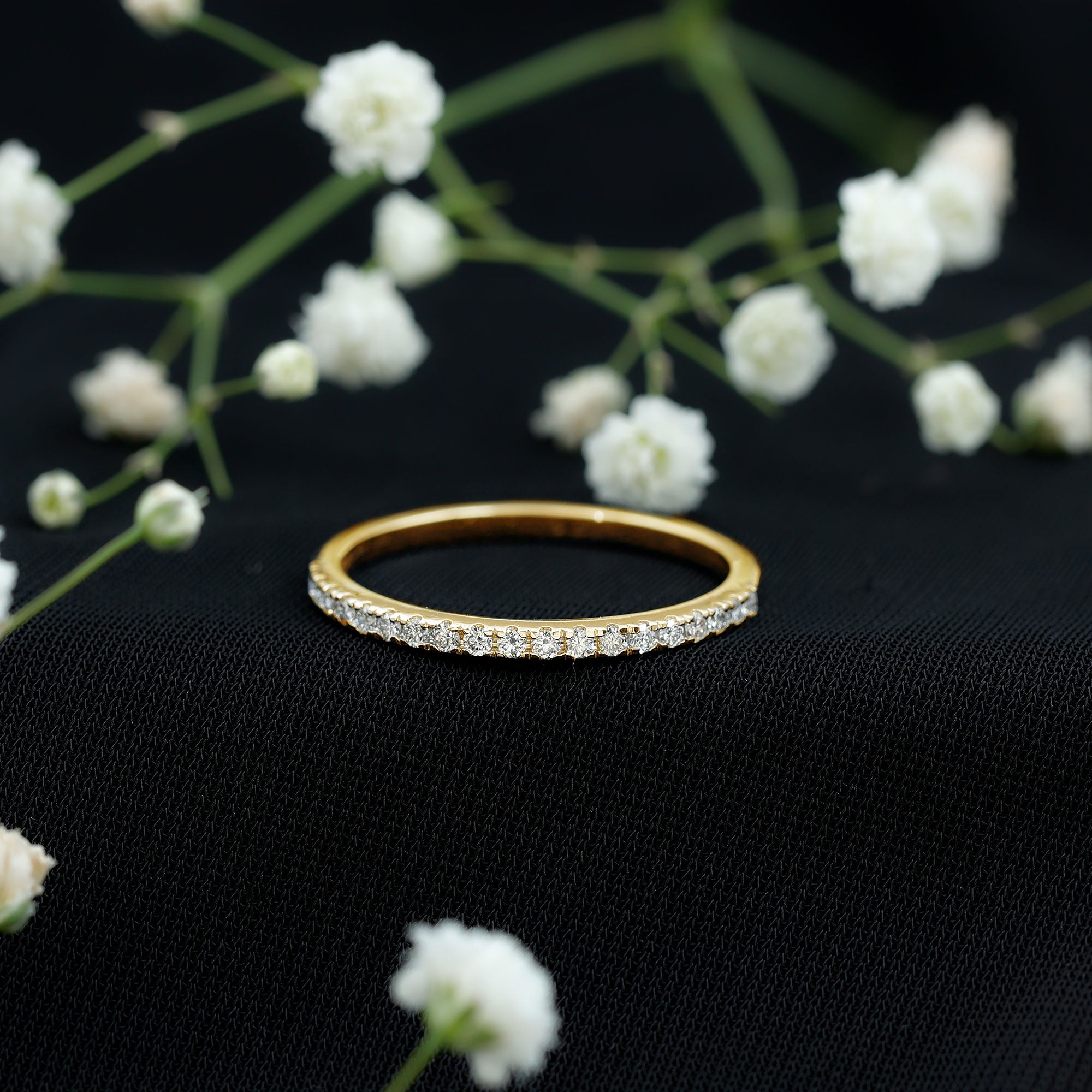 Lab Created Diamond Simple Eternity Ring in Pave Setting Lab - ( EF-VS ) - Rosec Jewels