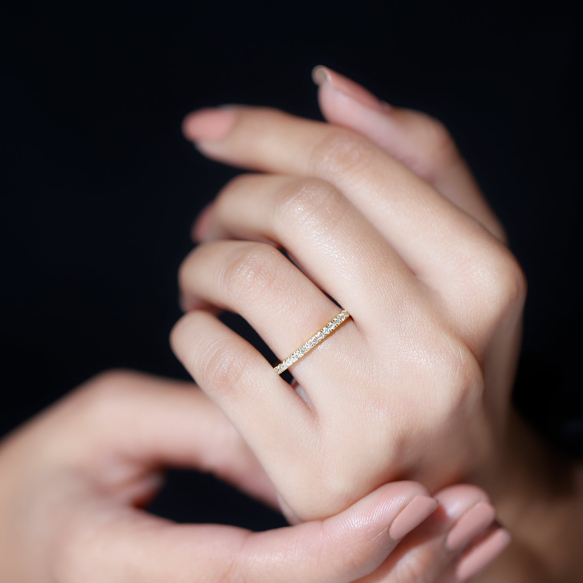 Lab Created Diamond Simple Eternity Ring in Pave Setting Lab - ( EF-VS ) - Rosec Jewels