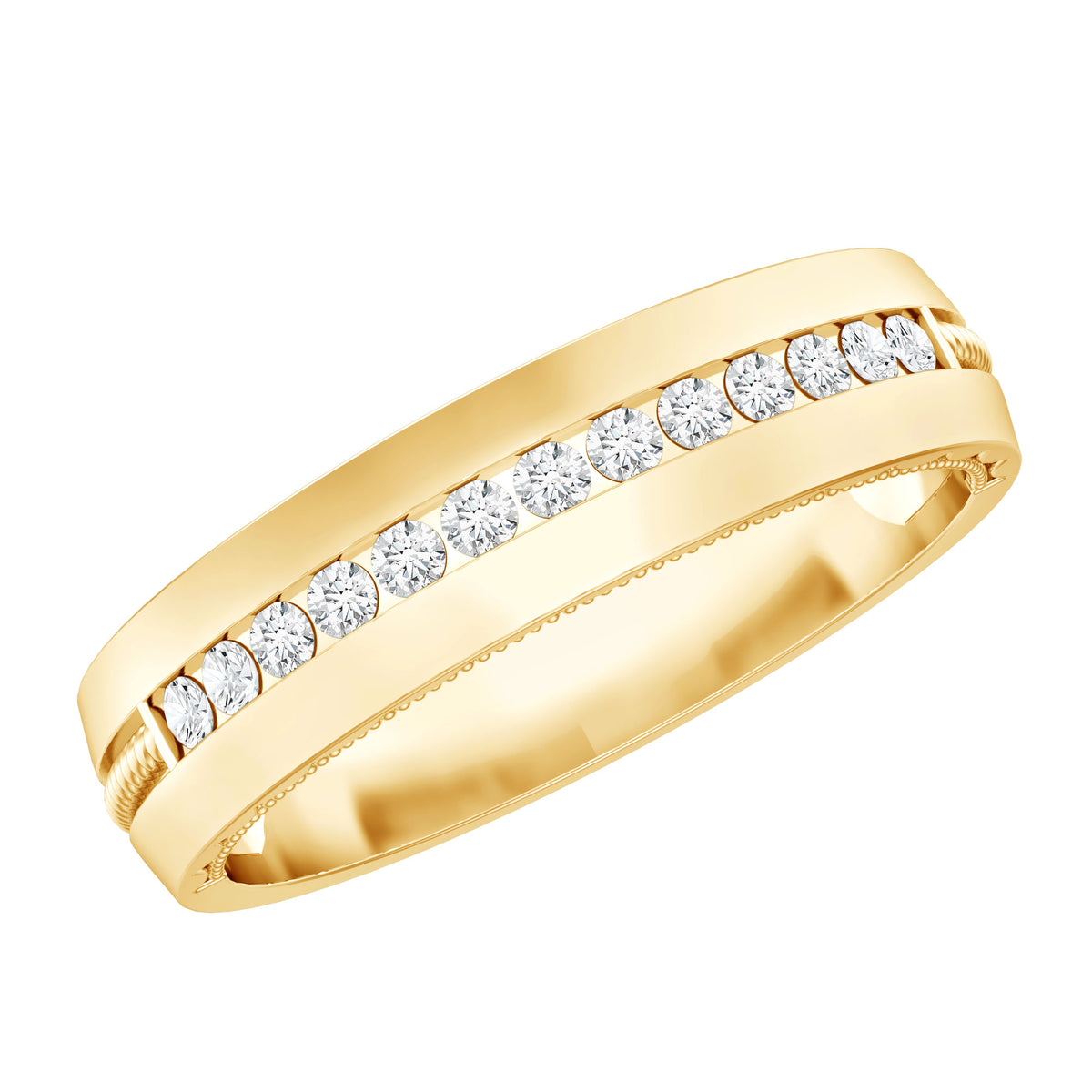 Lab Grown Diamond Twisted Rope Band with Accents Lab - ( EF-VS ) - Rosec Jewels