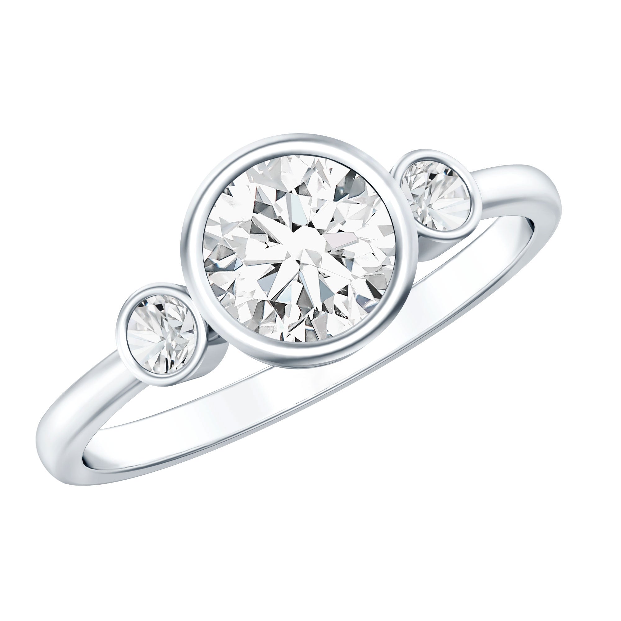 Lab Created Diamond Bezel Set Engagement Ring for Her Lab - ( EF-VS ) - Rosec Jewels