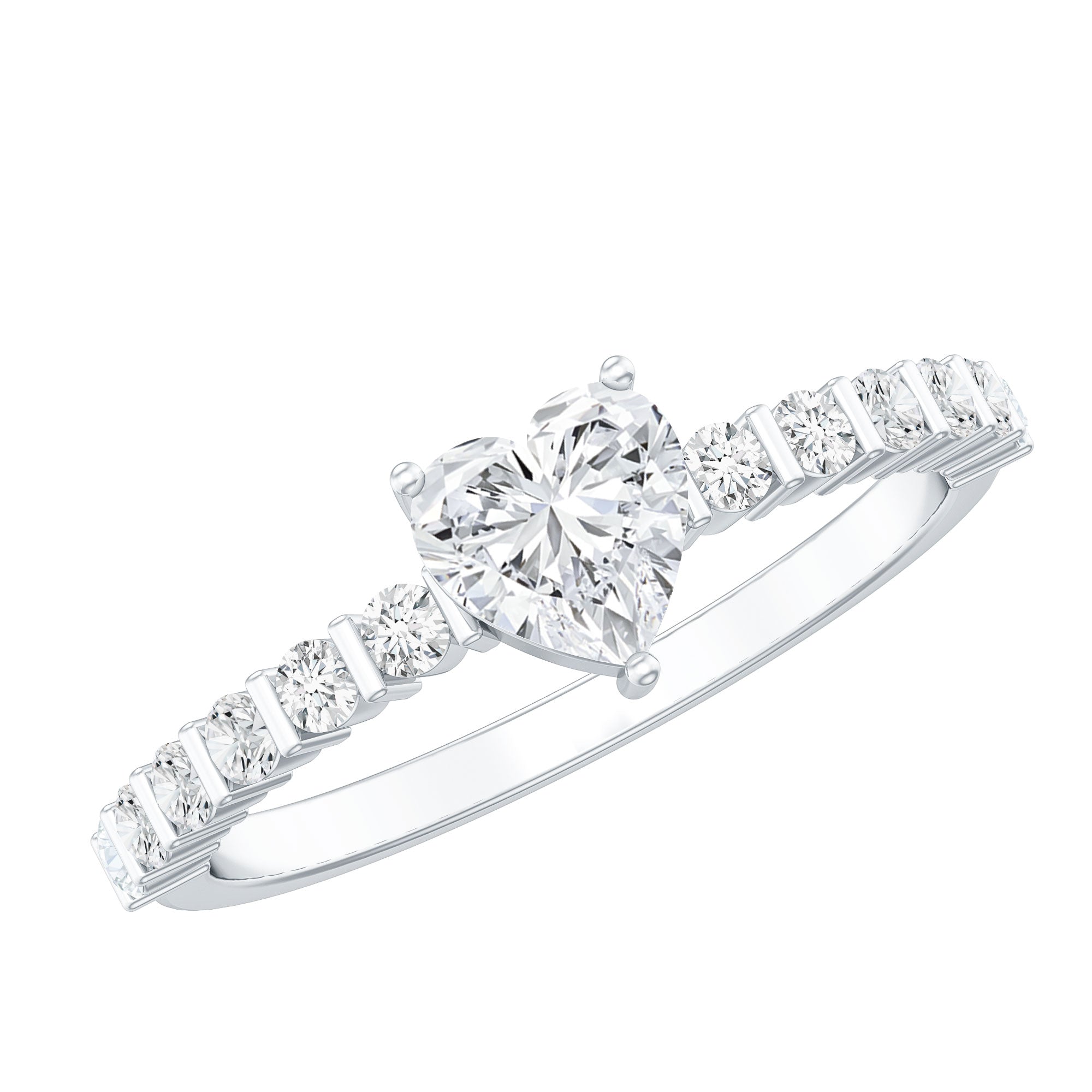 Rosec Jewels-Lab Grown Diamond Heart Promise Ring With Side Stones