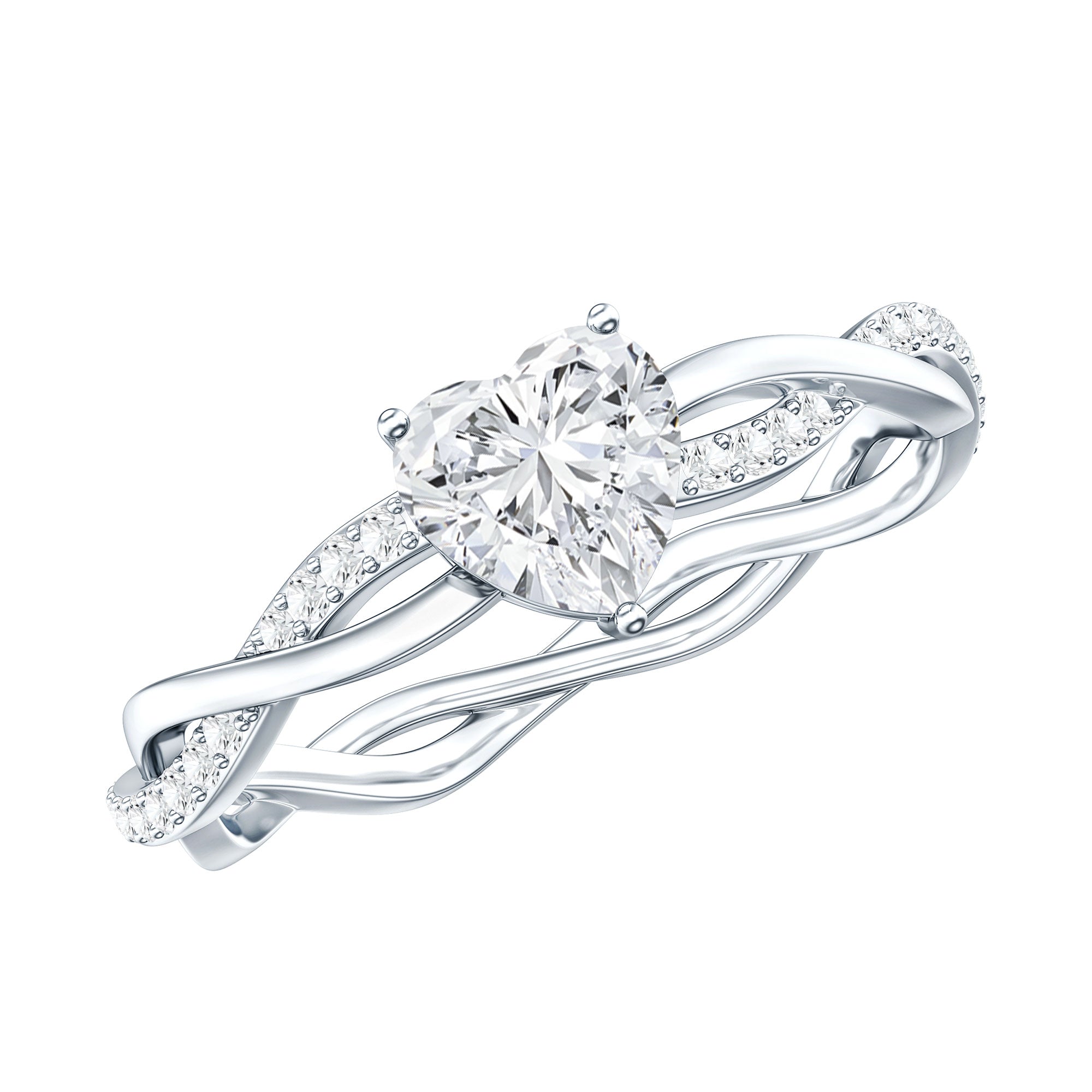 5 MM Heart Shaped Diamond Ring For Women Lab - ( EF-VS ) - Rosec Jewels