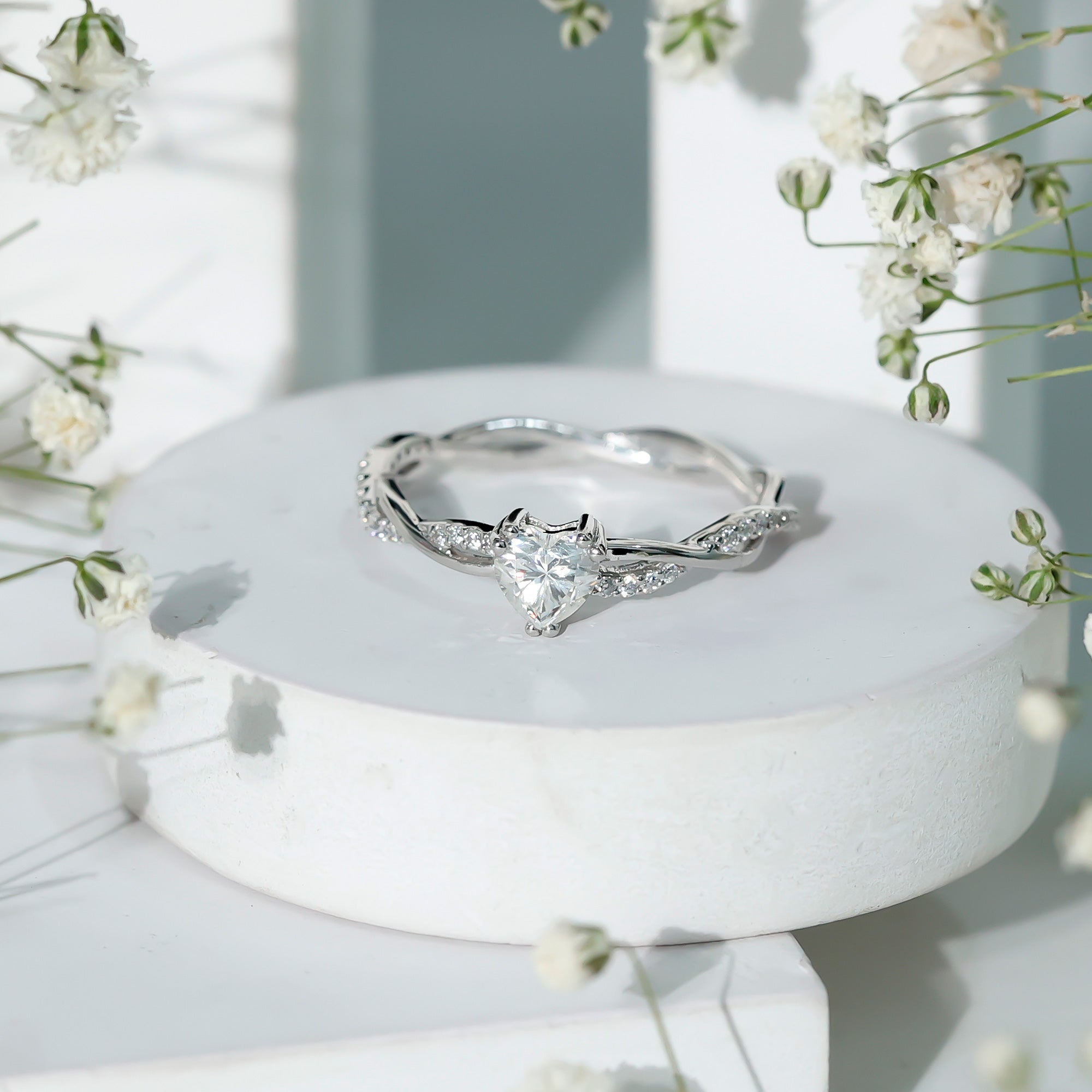5 MM Heart Shaped Diamond Ring For Women Lab - ( EF-VS ) - Rosec Jewels