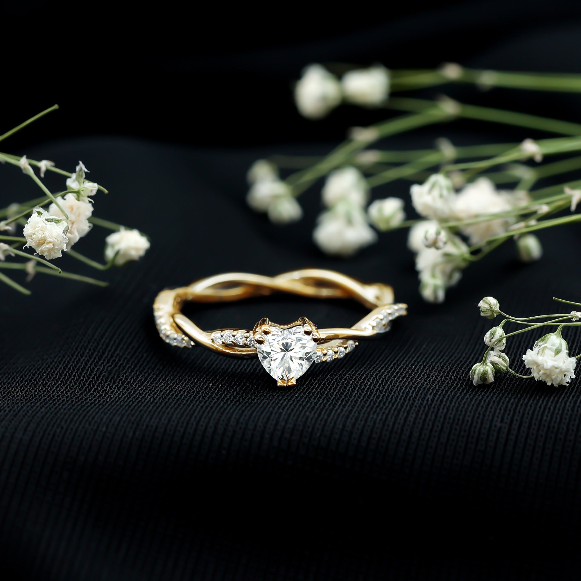 5 MM Heart Shaped Diamond Ring For Women Lab - ( EF-VS ) - Rosec Jewels