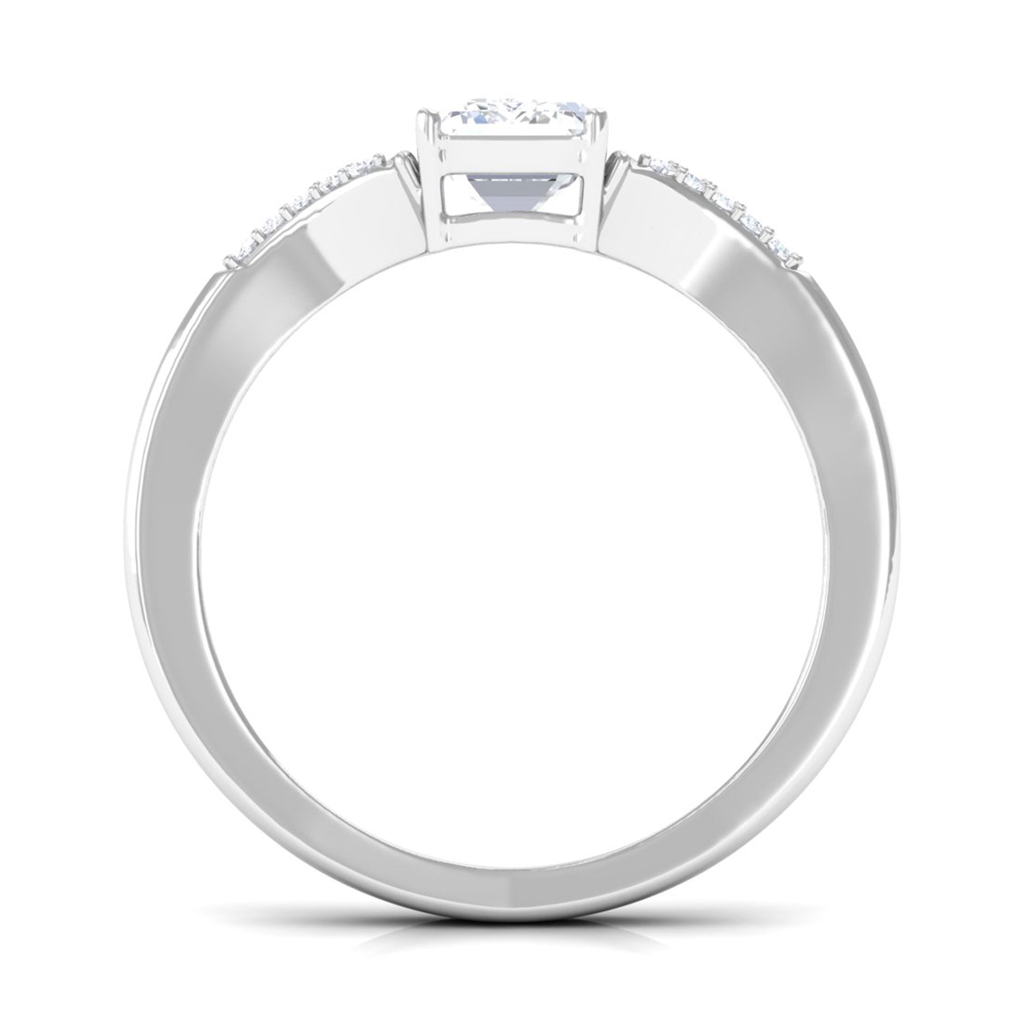 Emerald Cut Lab Diamond Engagement Ring With Split Shank Ring Lab - ( EF-VS ) - Rosec Jewels