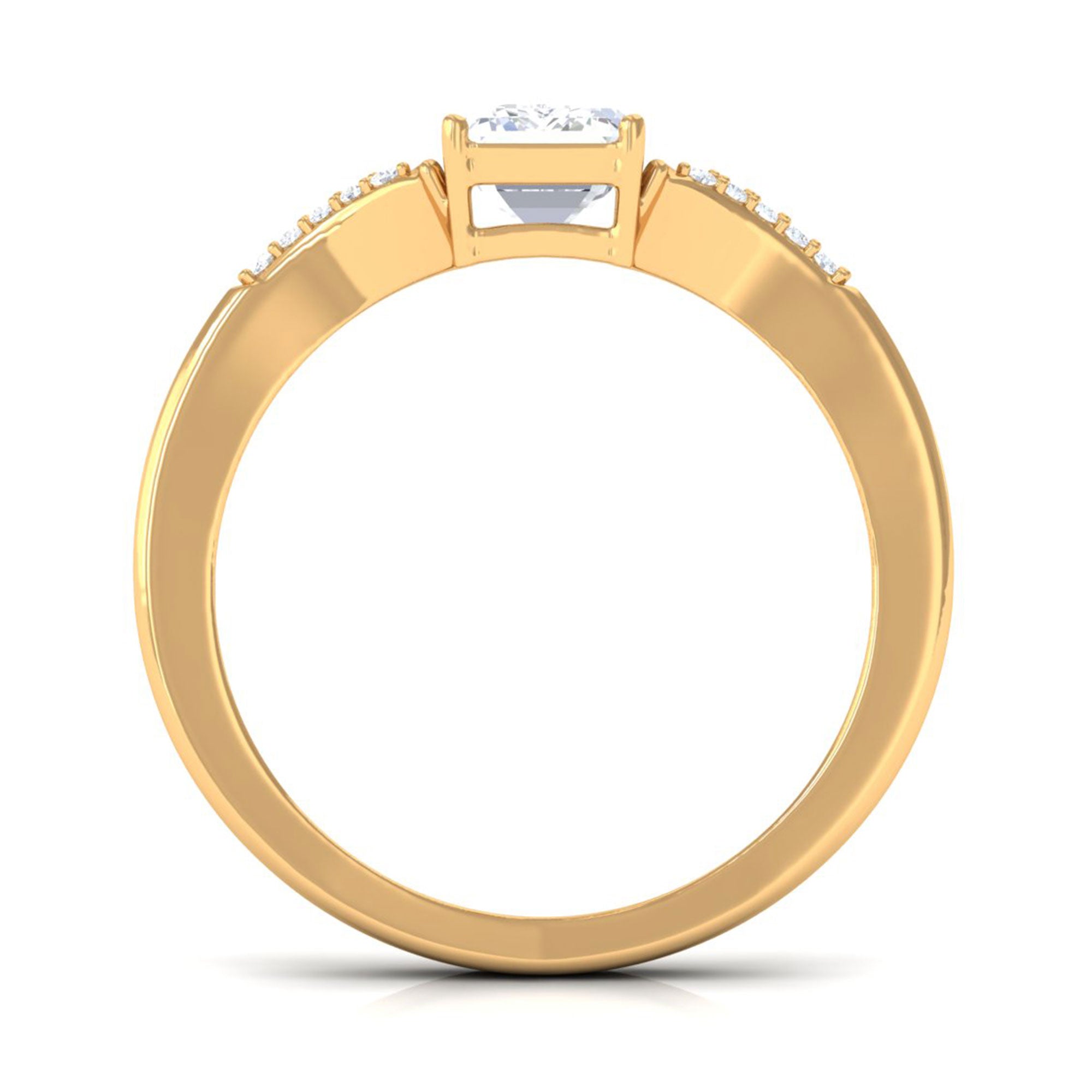 Emerald Cut Lab Diamond Engagement Ring With Split Shank Ring Lab - ( EF-VS ) - Rosec Jewels