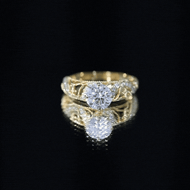 Certified Lab Created Diamond Antique Inspired Engagement Ring Lab - ( EF-VS ) - Rosec Jewels