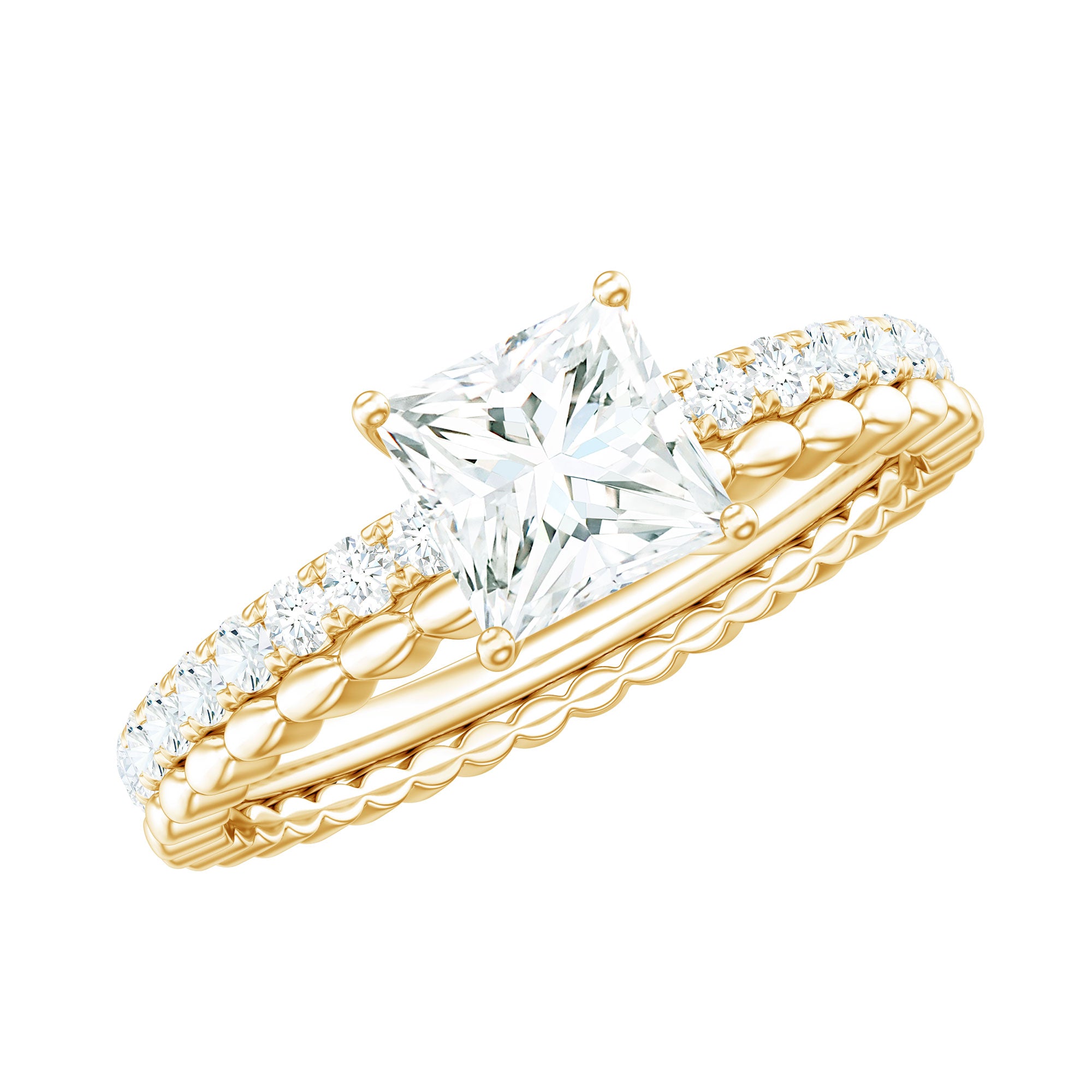 Rosec Jewels-Princess Cut Lab Grown Diamond Promise Ring With Certificate