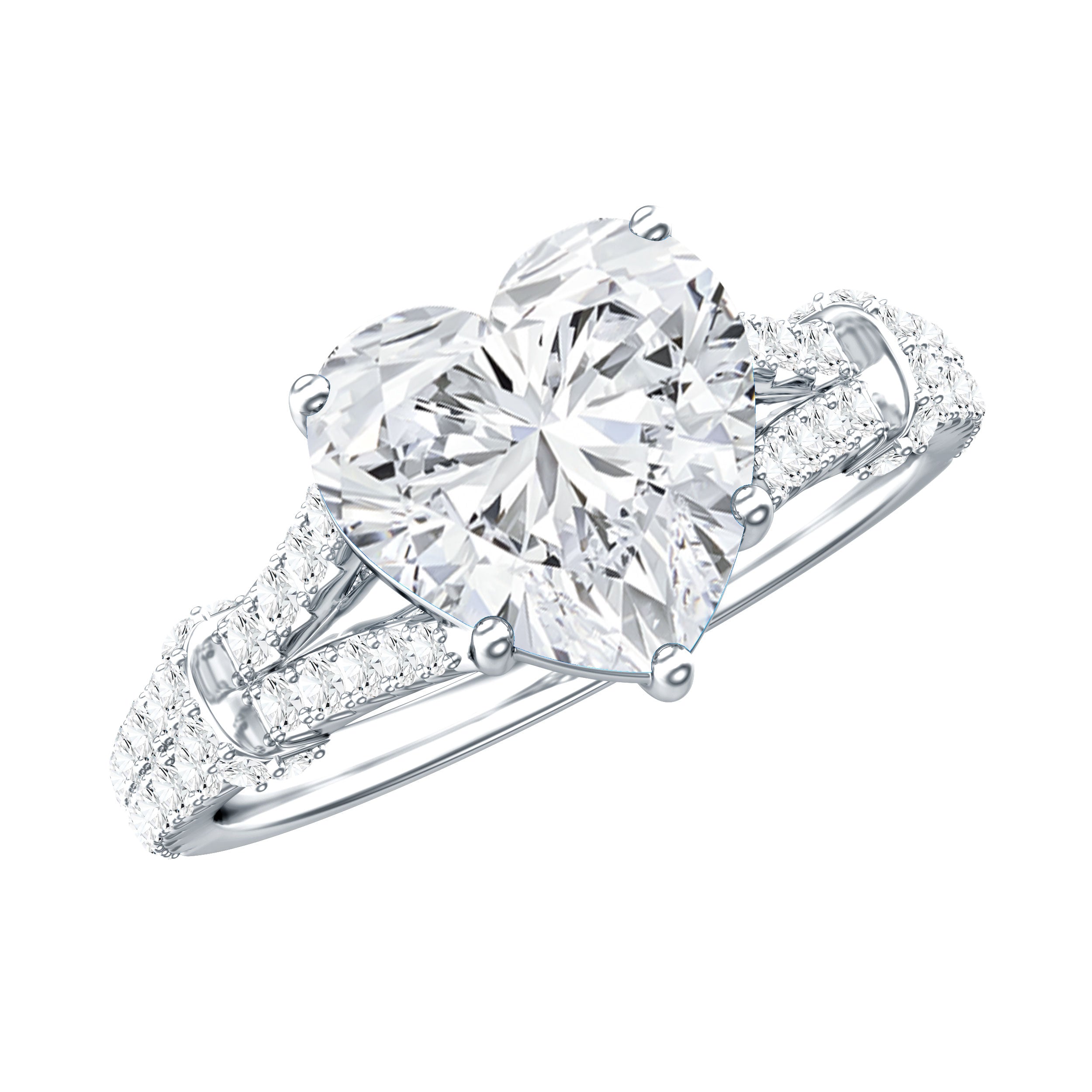 8 mm Lab Grown Diamond Heart Shape Engagement Ring Lab - ( EF-VS ) - Rosec Jewels