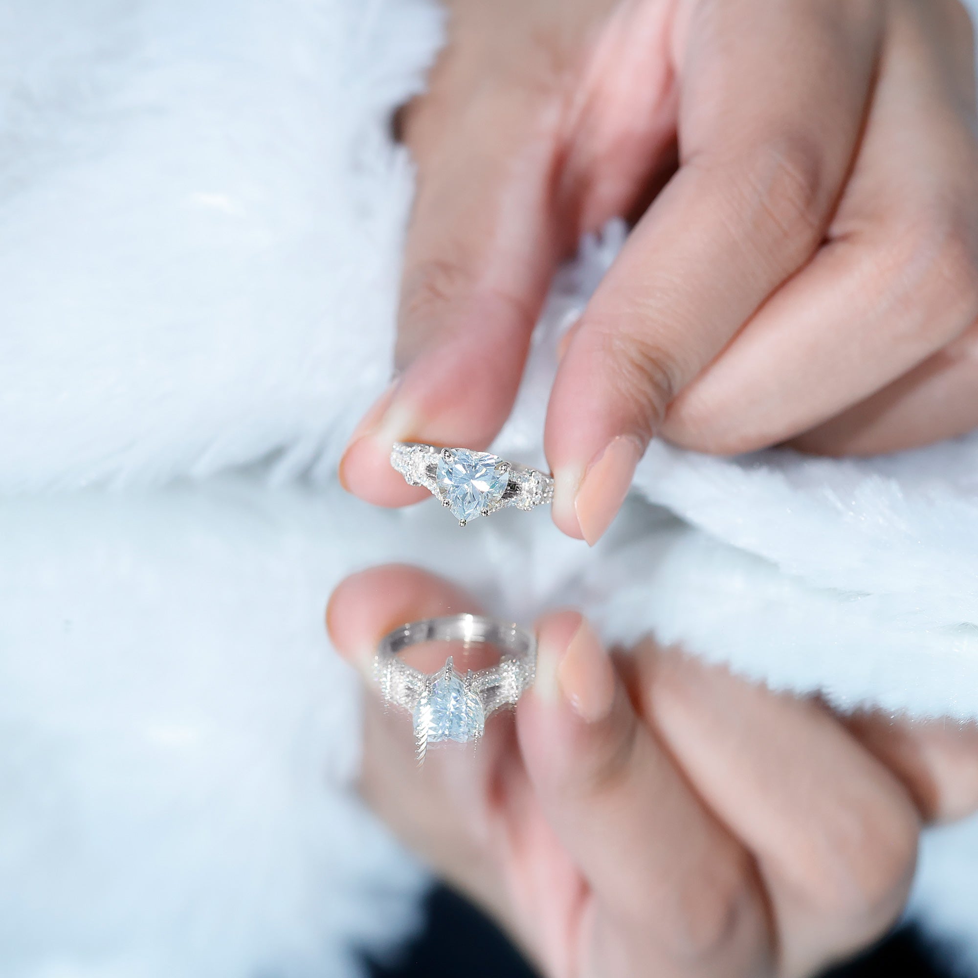 8 mm Lab Grown Diamond Heart Shape Engagement Ring Lab - ( EF-VS ) - Rosec Jewels