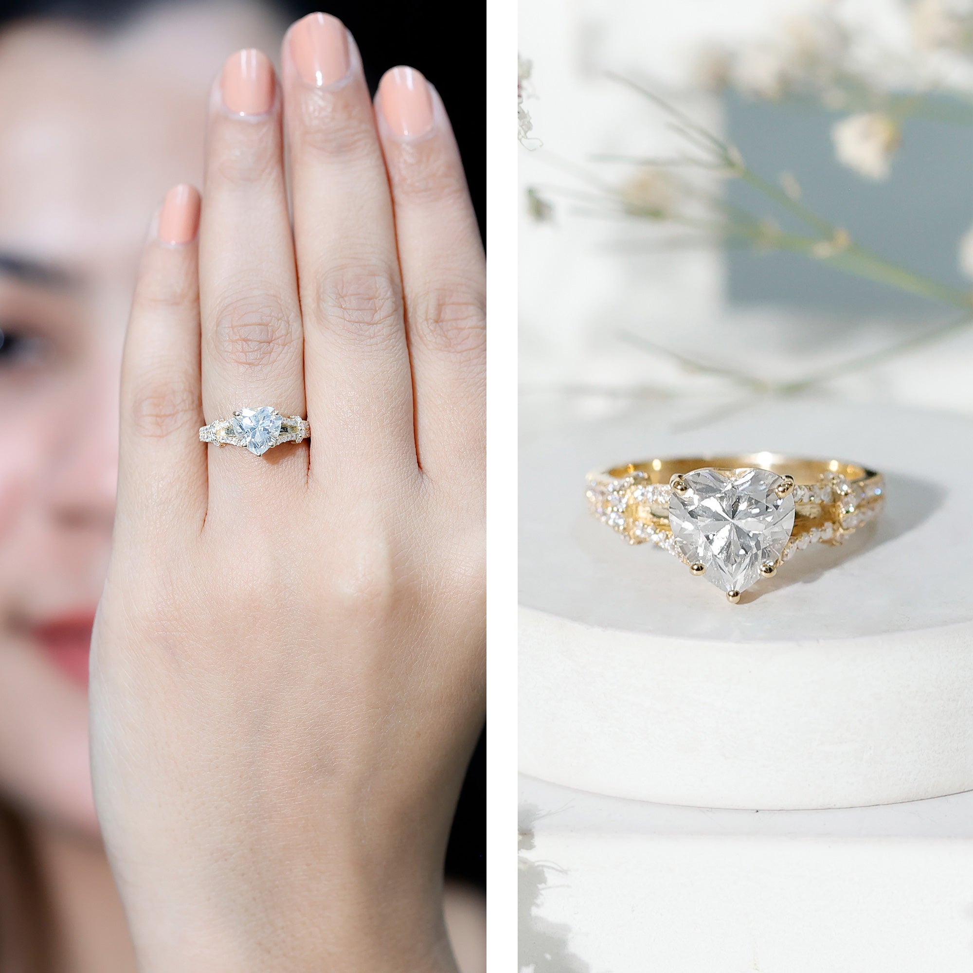 2 Carat Lab Grown Diamond Heart Shape Engagement Ring Lab - ( EF-VS ) - Rosec Jewels