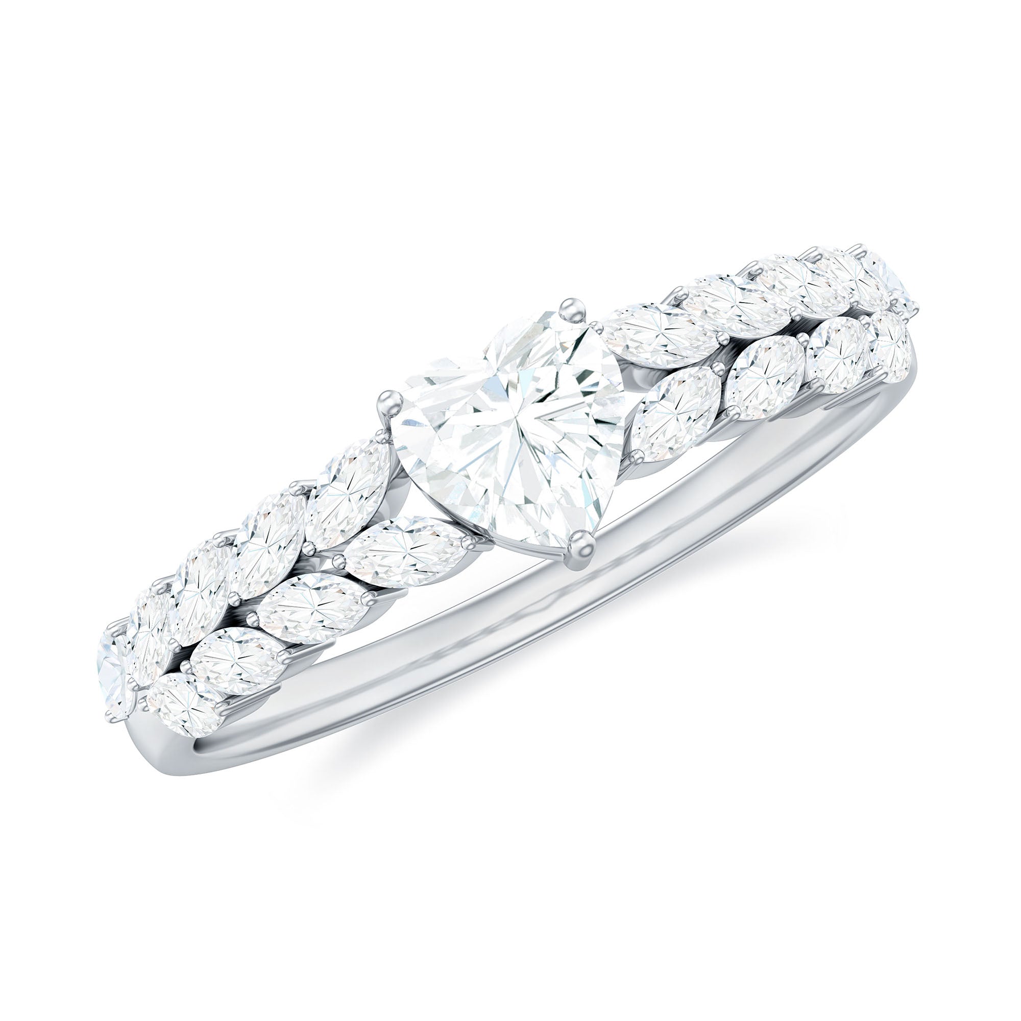 Brilliant Cut Lab Diamond Heart Shaped Promise Ring for Women