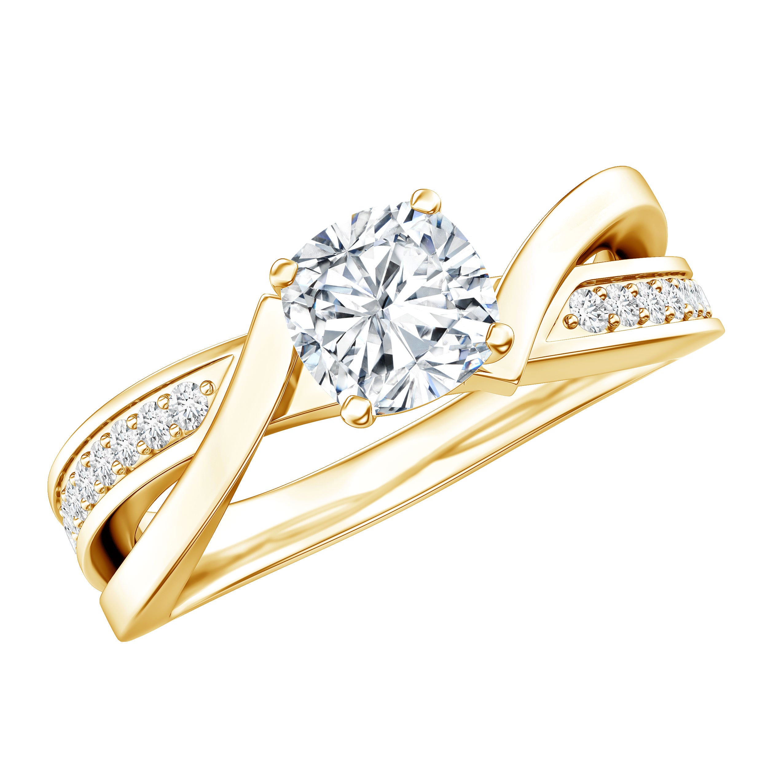 Cushion Cut Diamond Infinity Solitaire Ring with Side Stones Lab - ( EF-VS ) - Rosec Jewels