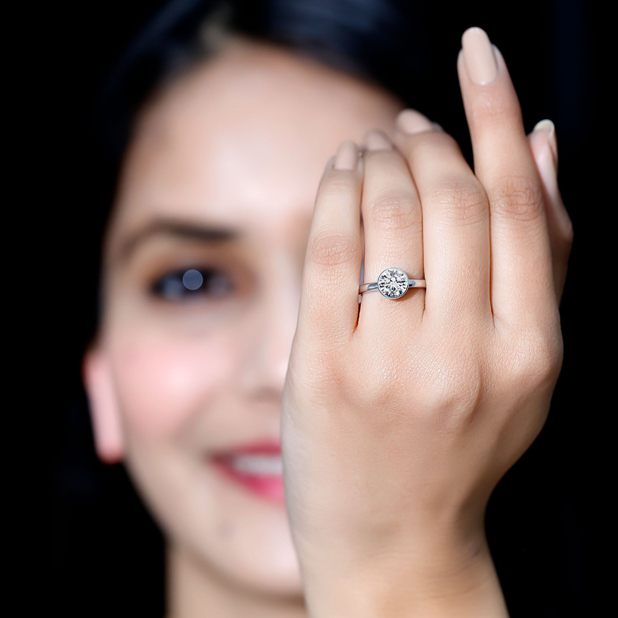 Rosec Jewels-Brilliant Cut Bezel Set Lab Grown Diamond Simple Solitaire Ring