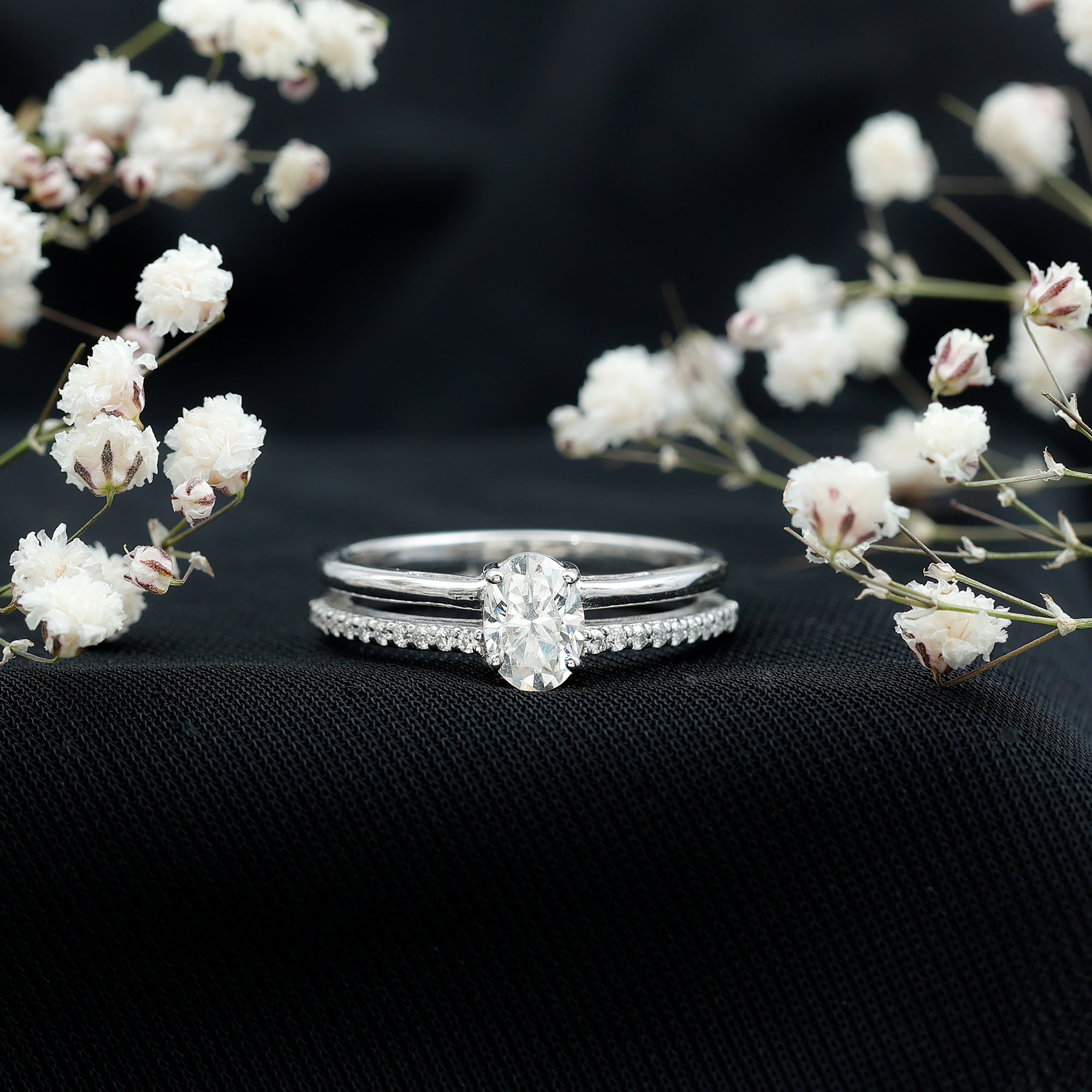 5X7 MM Oval Cut Diamond Solitaire Promise Ring For Her Lab - ( EF-VS ) - Rosec Jewels