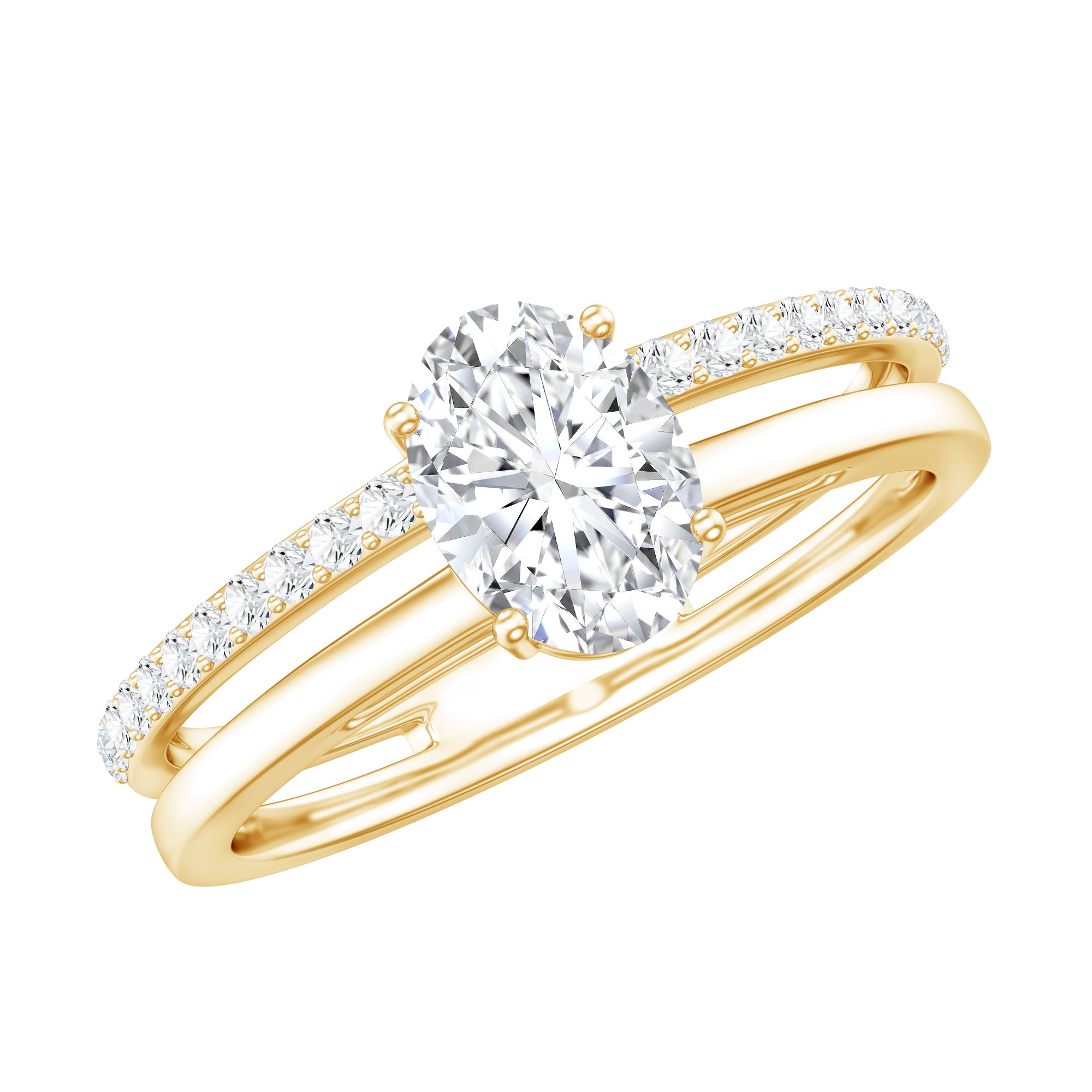 5X7 MM Oval Cut Diamond Solitaire Promise Ring For Her Lab - ( EF-VS ) - Rosec Jewels
