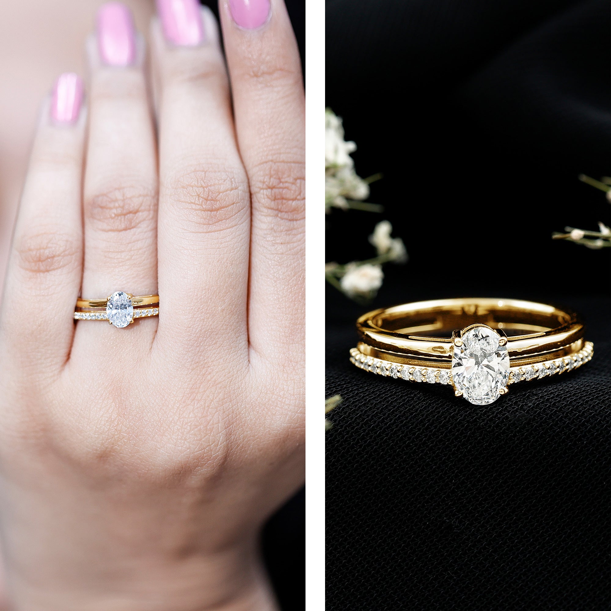 5X7 MM Oval Cut Diamond Solitaire Promise Ring For Her Lab - ( EF-VS ) - Rosec Jewels
