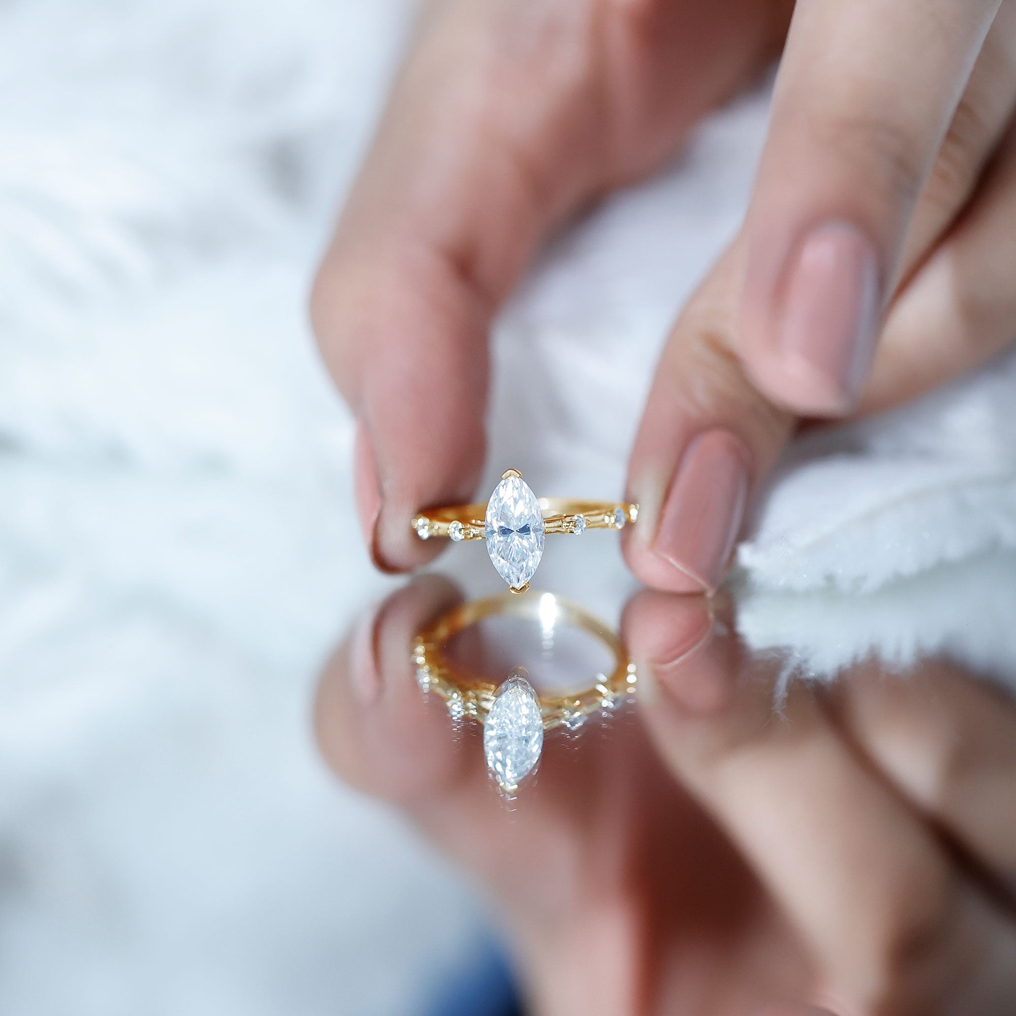 Rosec Jewels-Marquise Shape Lab Grown Diamond Solitaire Ring With Certificate