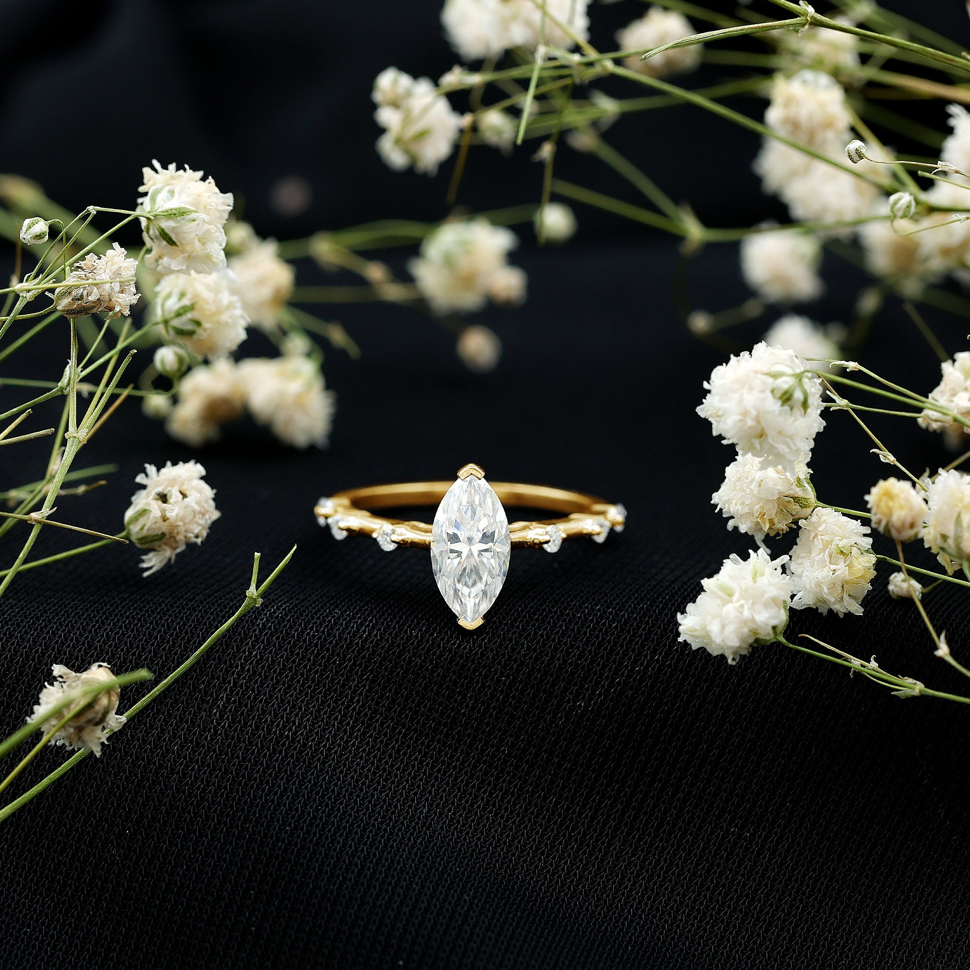 Rosec Jewels-Marquise Shape Lab Grown Diamond Solitaire Ring With Certificate